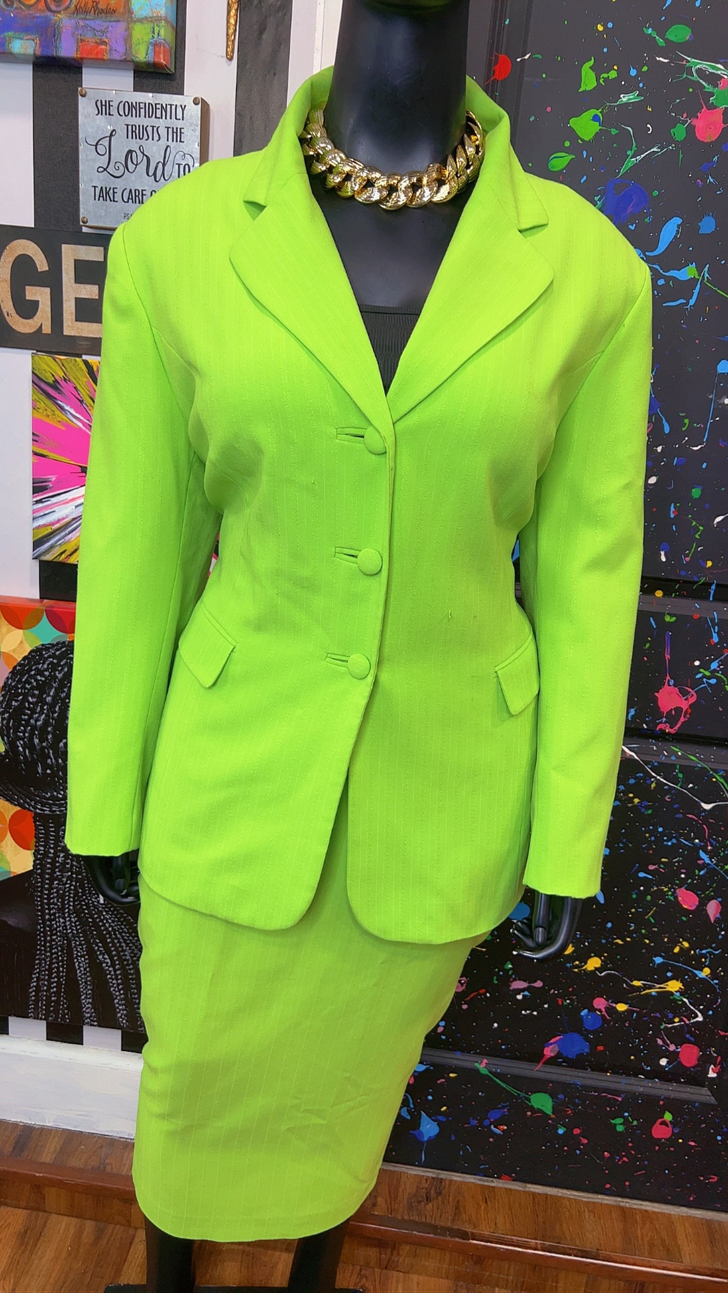 Vintage Green Skirt Suit (20)