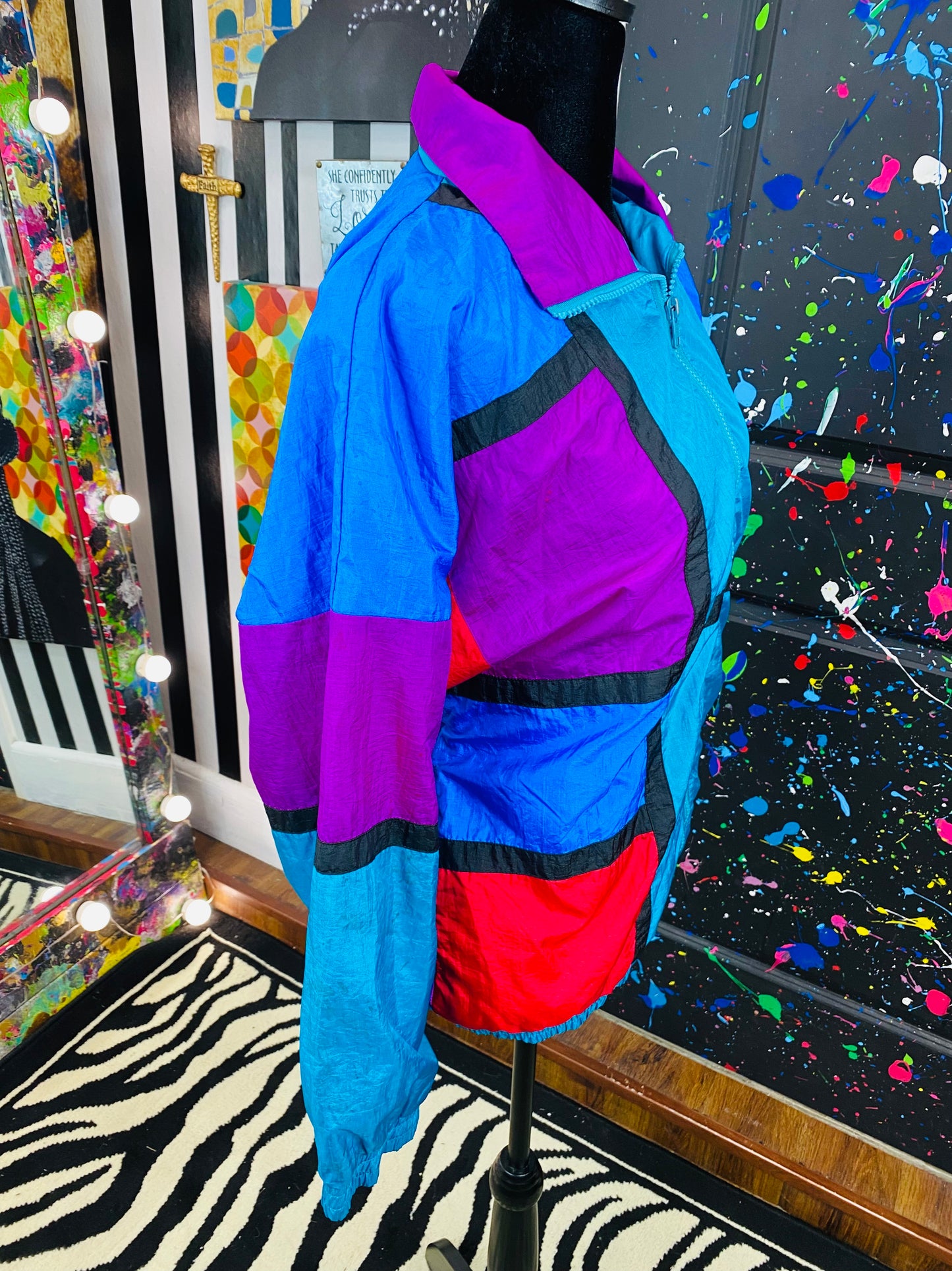 Vintage Colorblock Windbreaker Jacket
