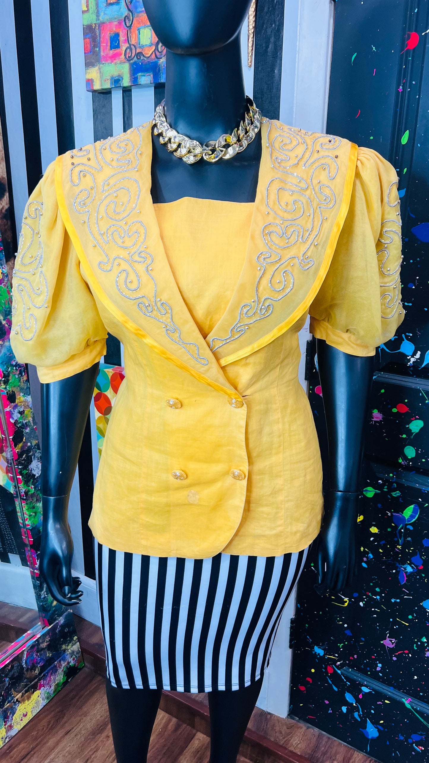 Vintage Yellow & Beaded Blouse (16)