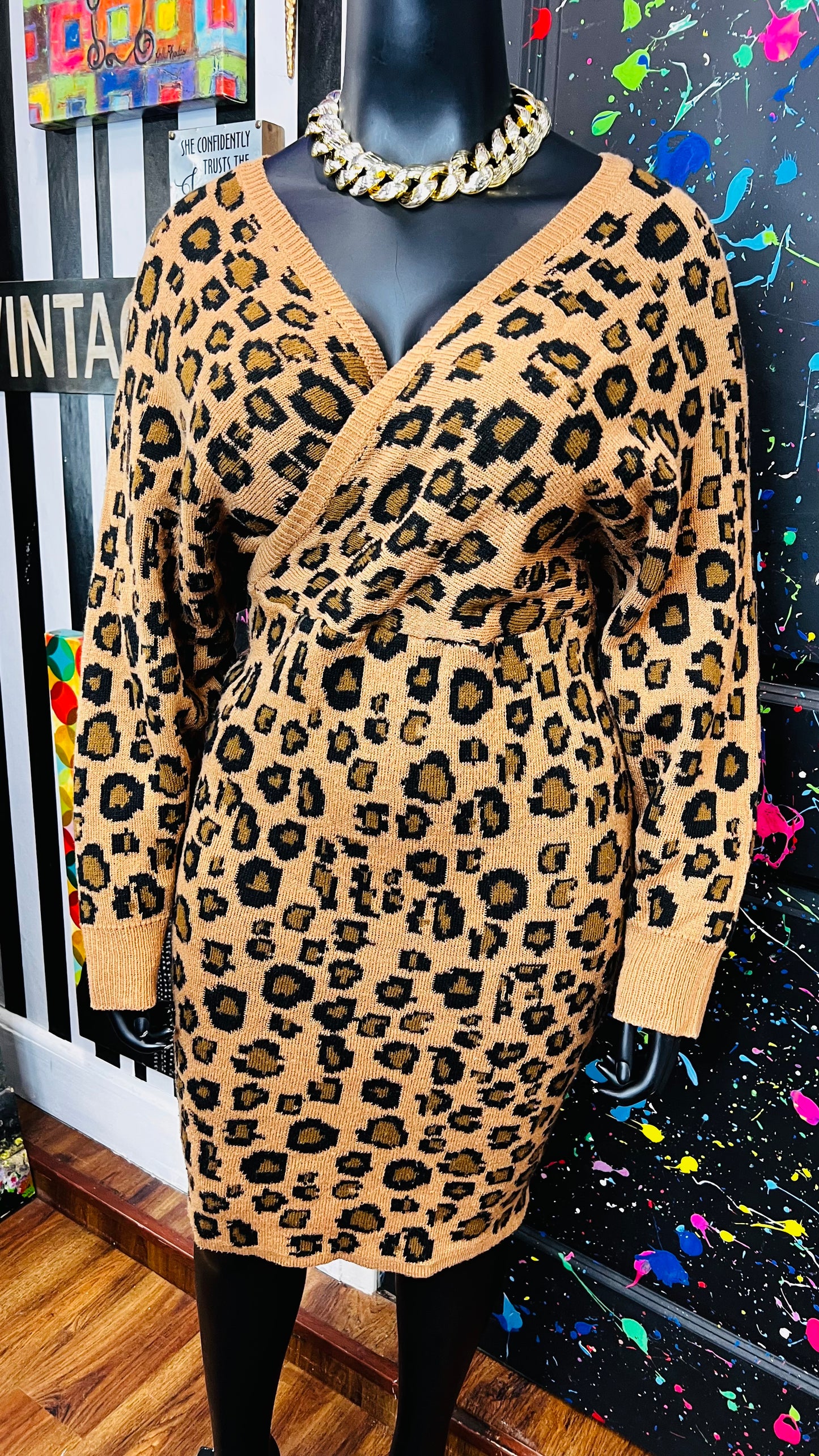 Vintage Inspired Knit Cheetah Dress (20)