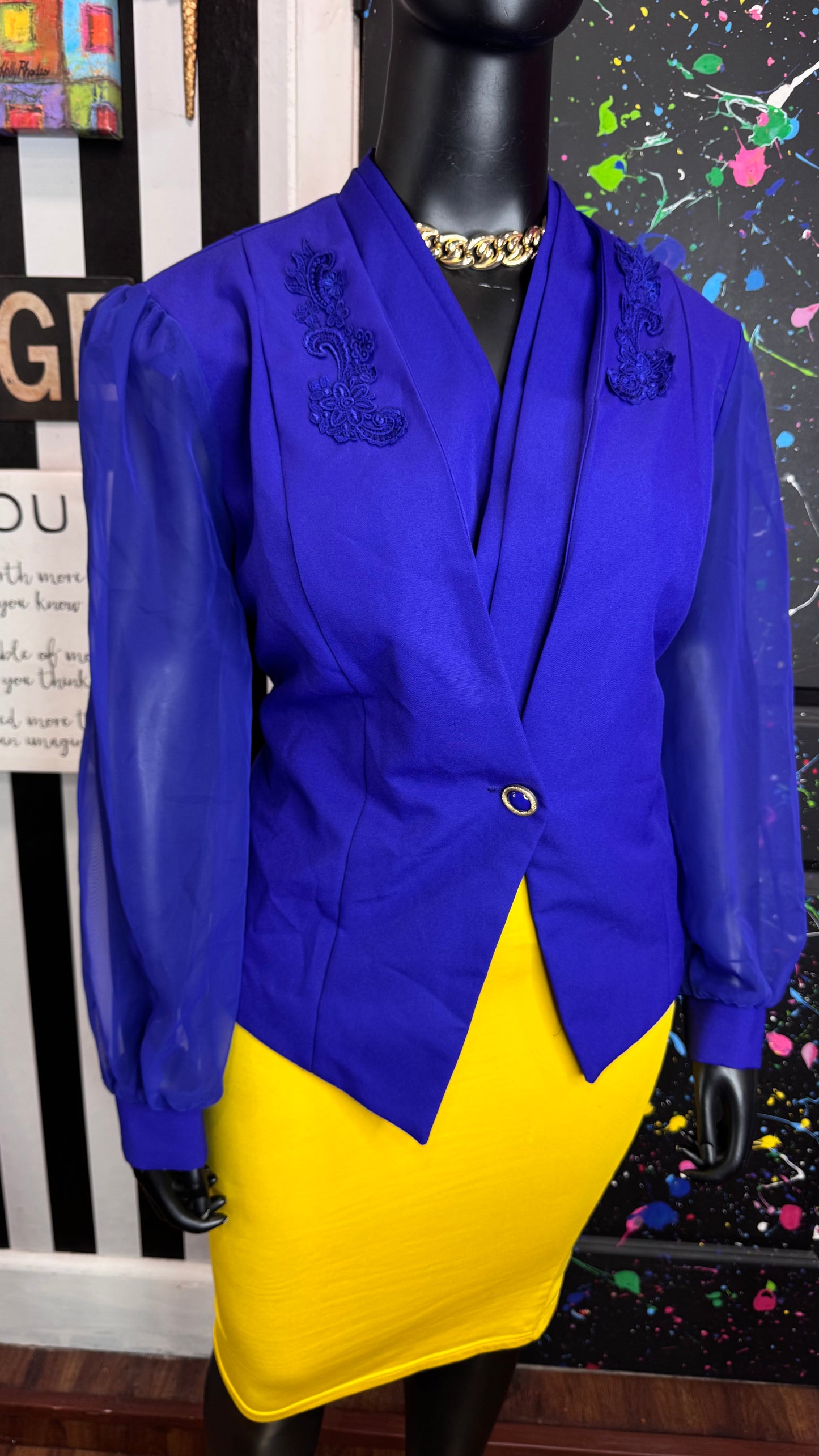 Vintage Sheer Arm Blue Blazer (20)