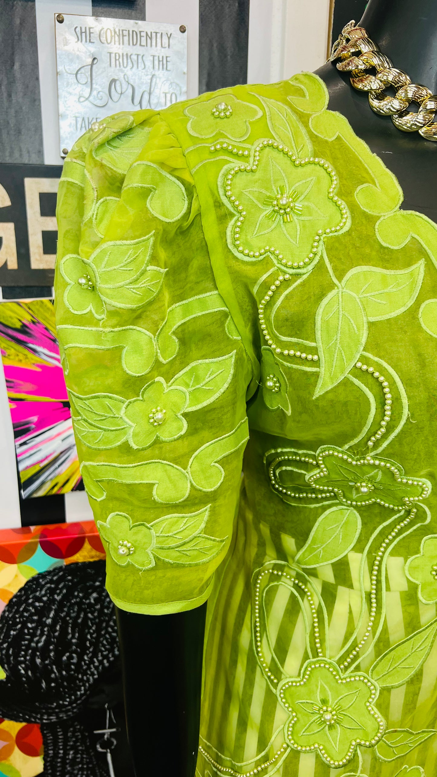 Vintage Green Beaded Blazer (14)