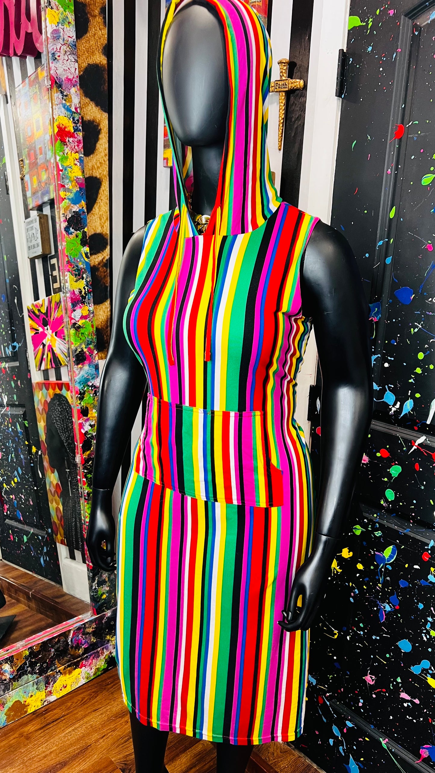 Striped Cotton Hooded Dress (16/18)