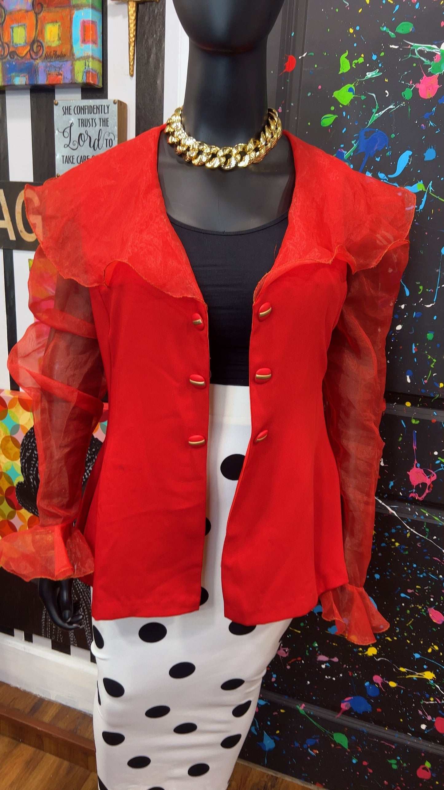 Vintage Open Sheer Sleeves Blazer (22)
