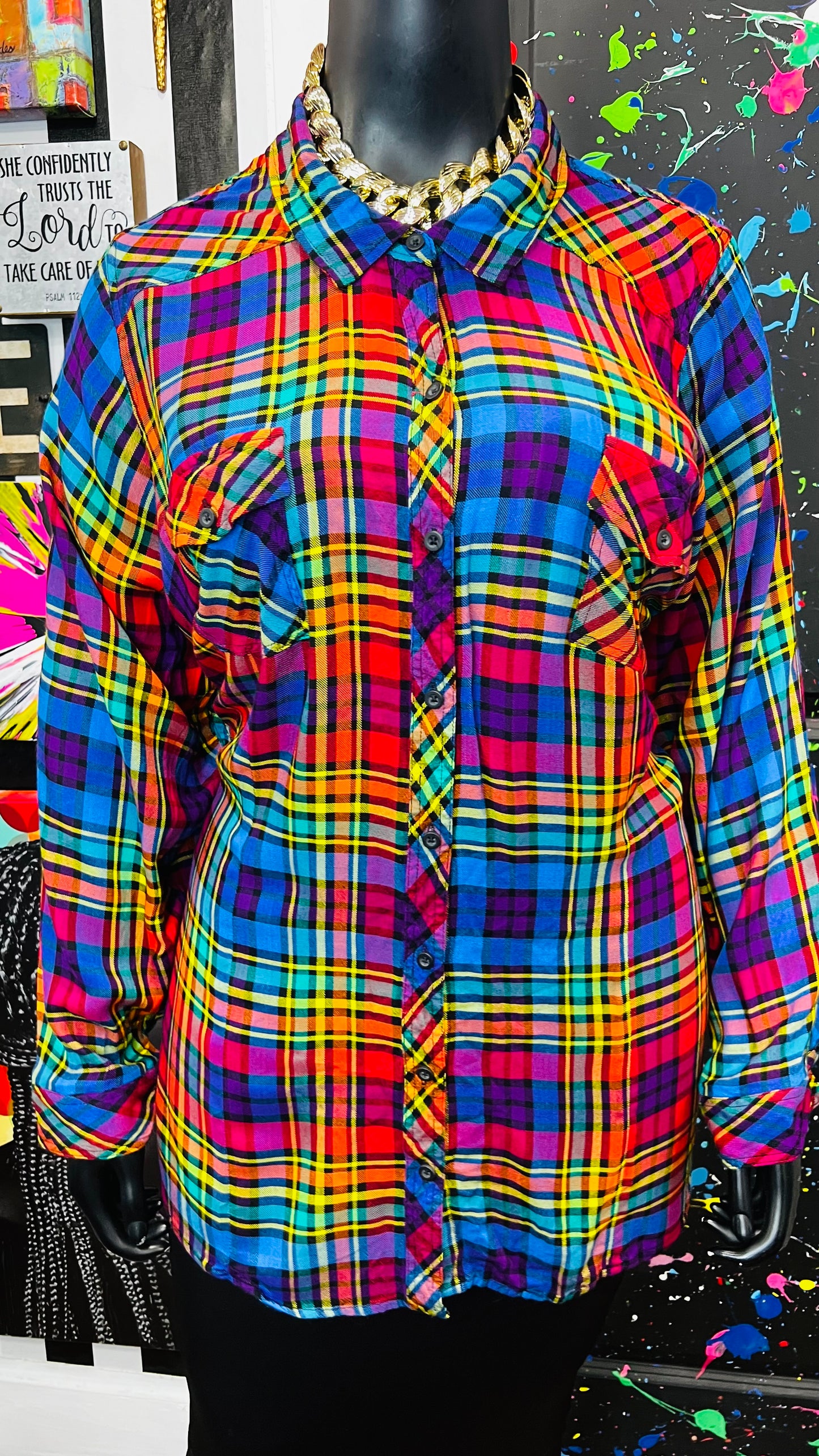 Torrid Rainbow Plaid Blouse (24)