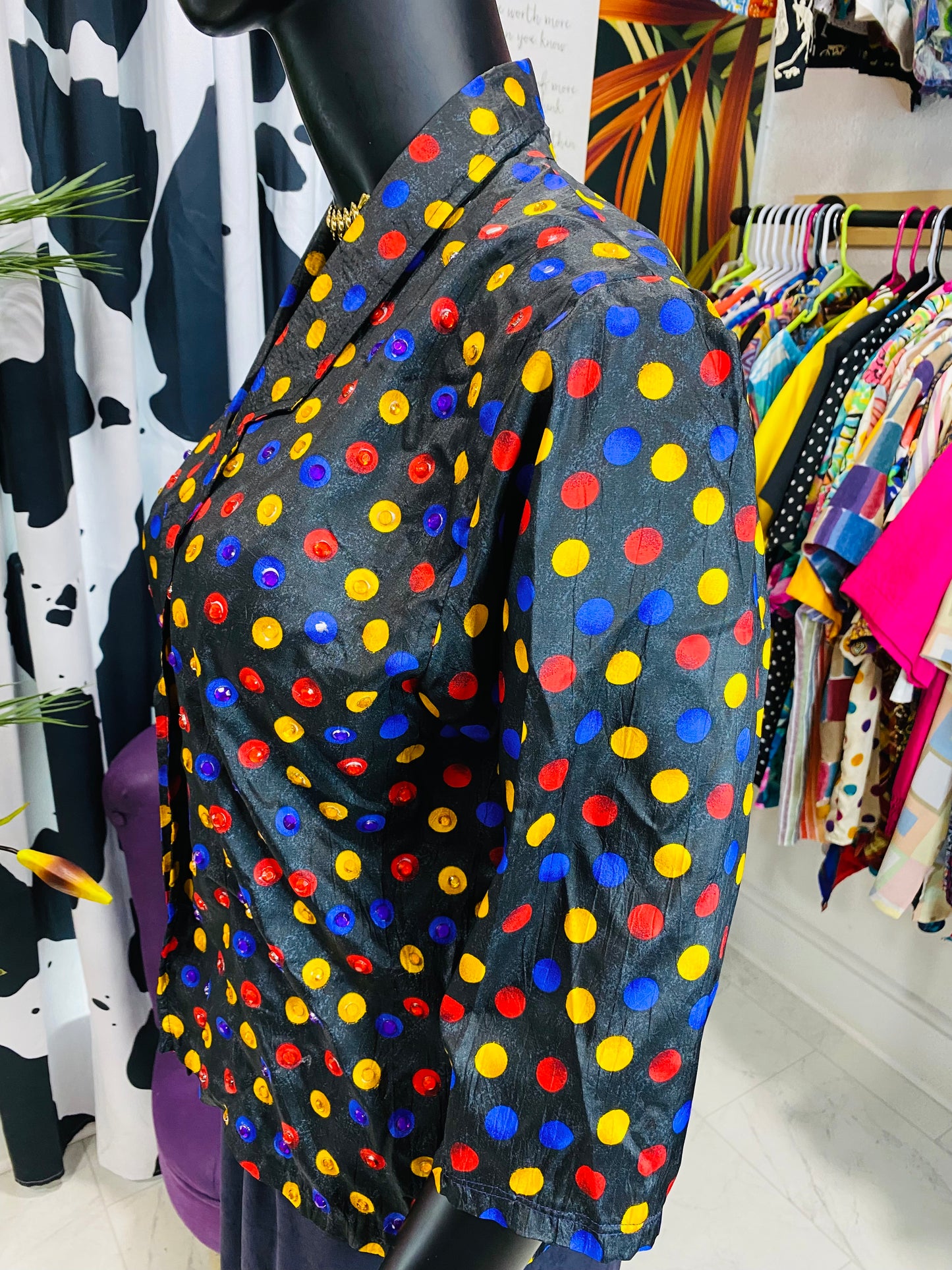 Vintage Colorful Studs Short Blazer