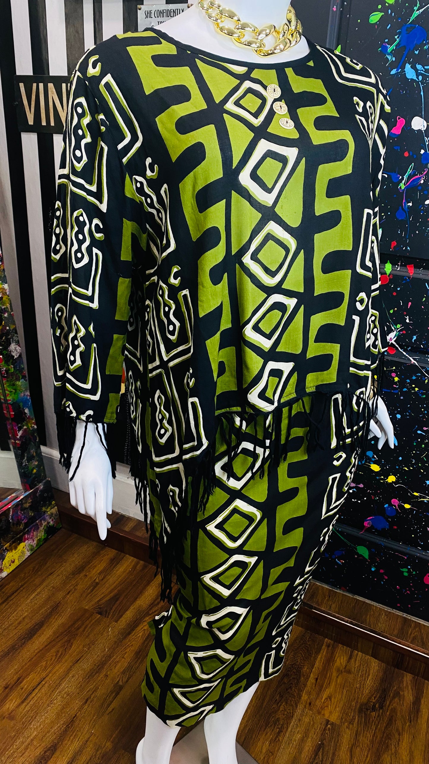 Vintage Rayon Traditional African Skirt Set (20/22)