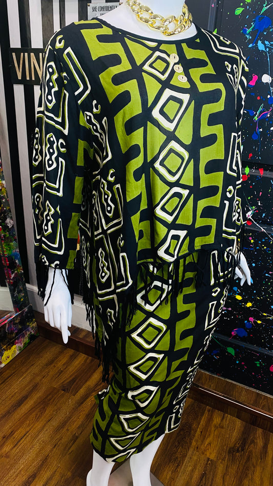 Vintage Rayon Traditional African Skirt Set (20/22)