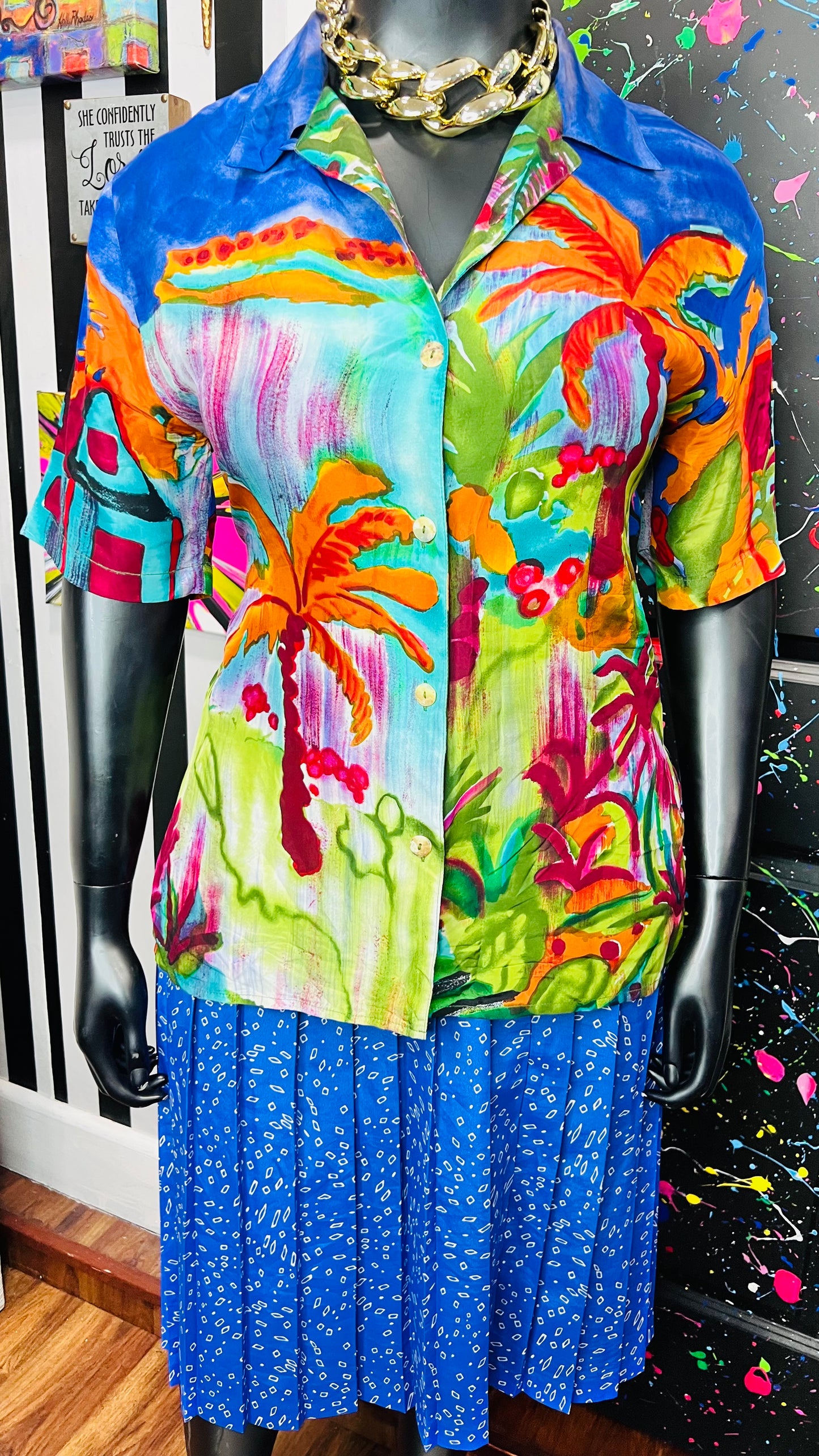 Vintage Carole Little 100% Silk Blouse (14)