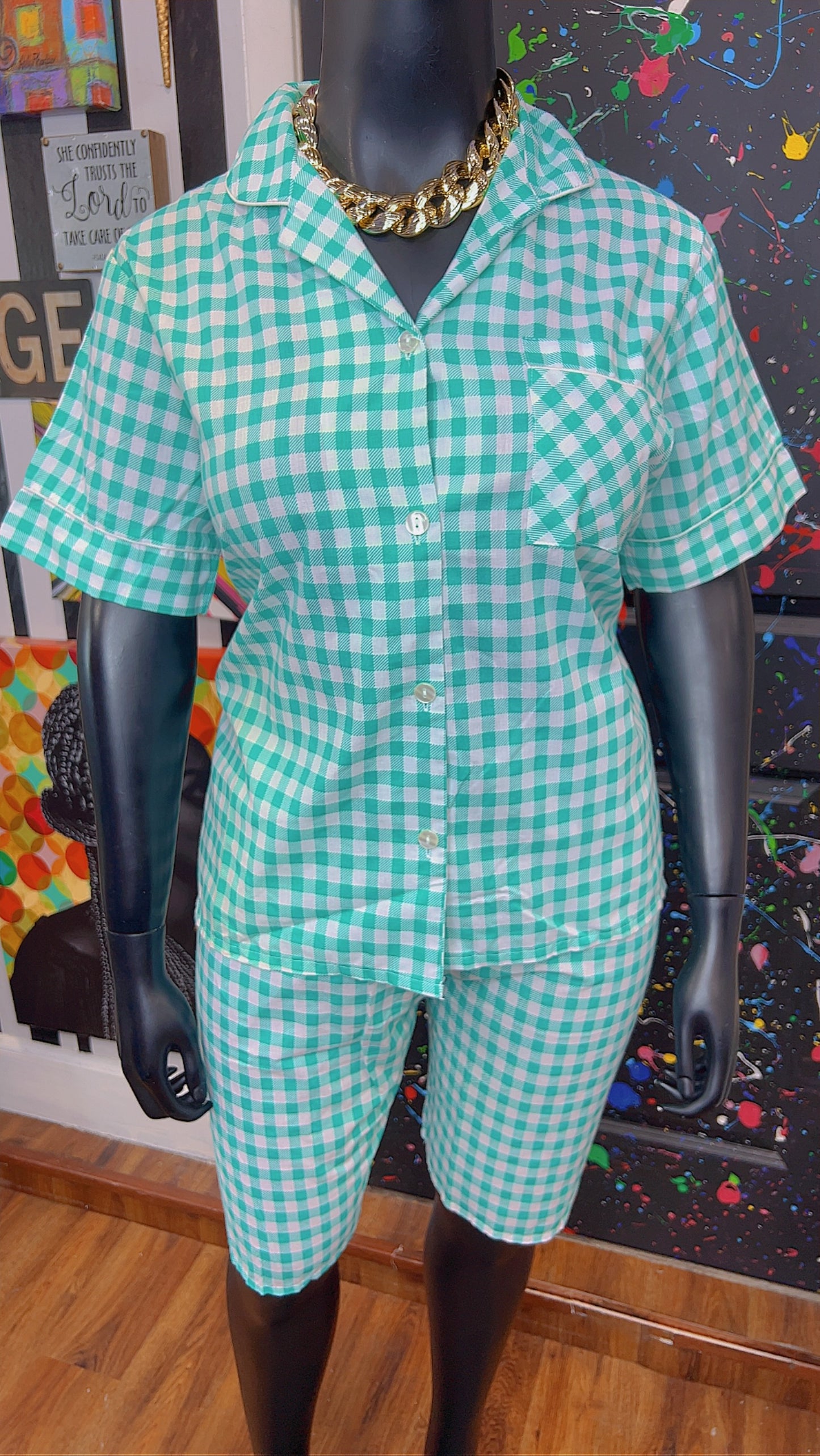 Vintage Plaid Teal & White (16)