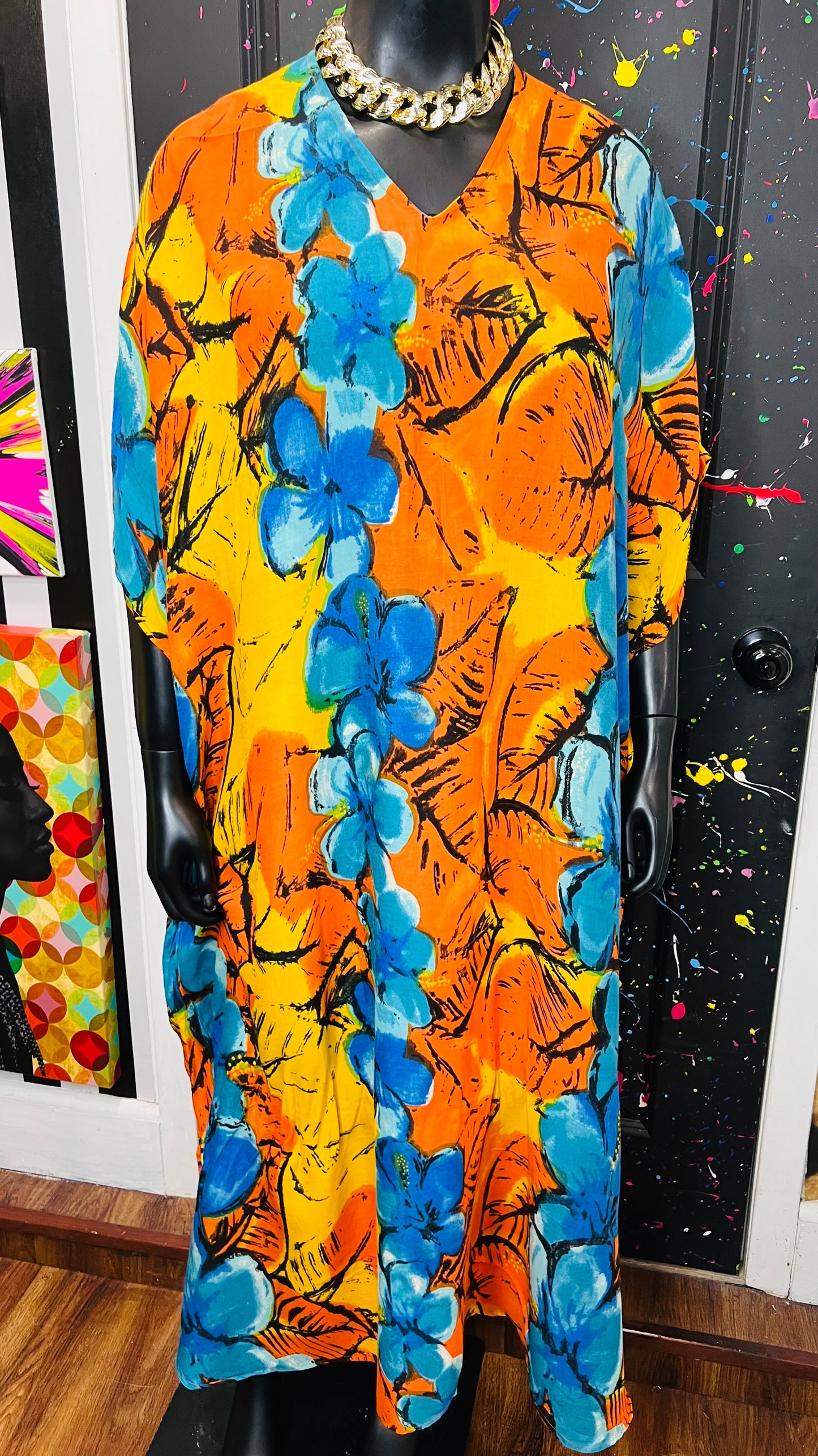 Vintage 100% Rayon Kaftan (OS)