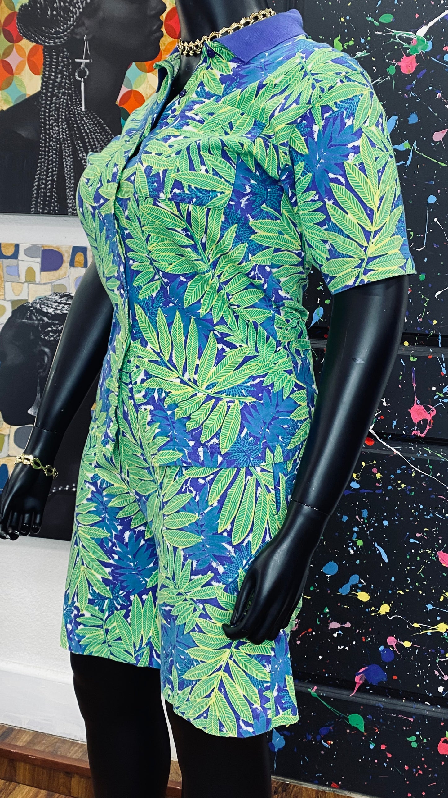 Vintage Tropical Shorts Set