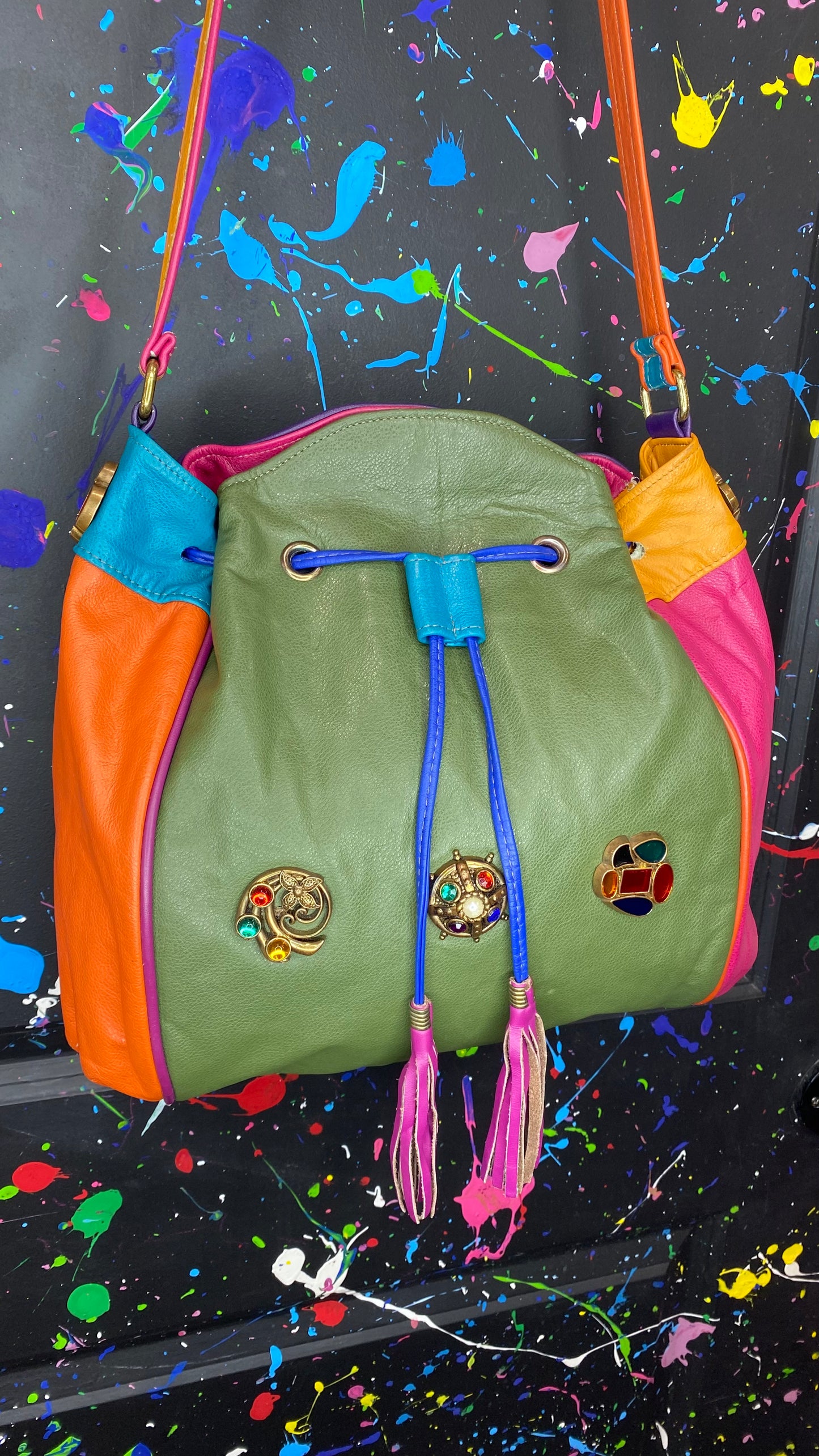 Vintage Jeweled Drawstring Bag