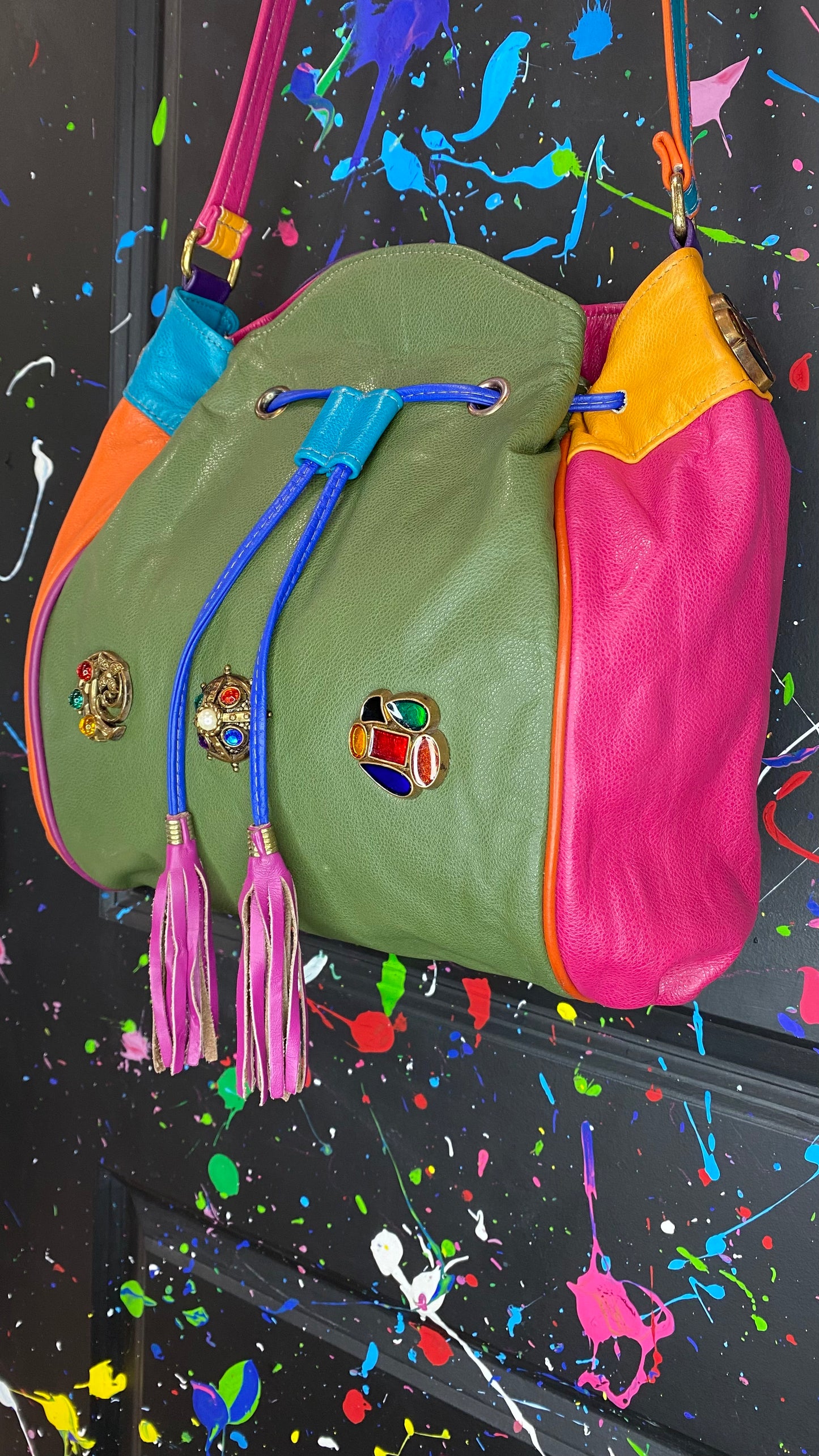 Vintage Jeweled Drawstring Bag