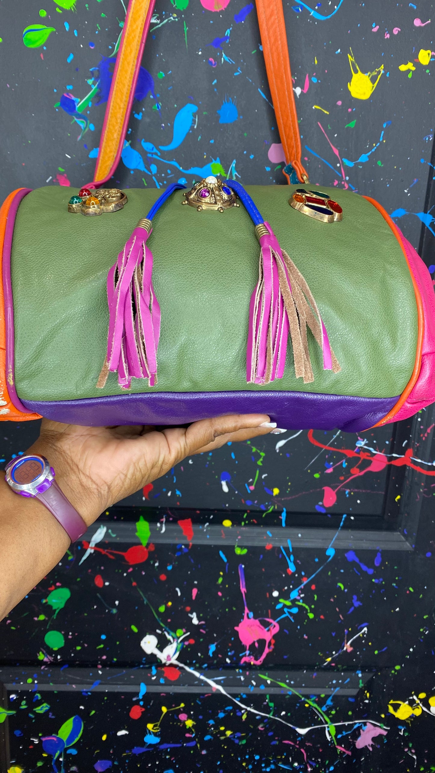 Vintage Jeweled Drawstring Bag