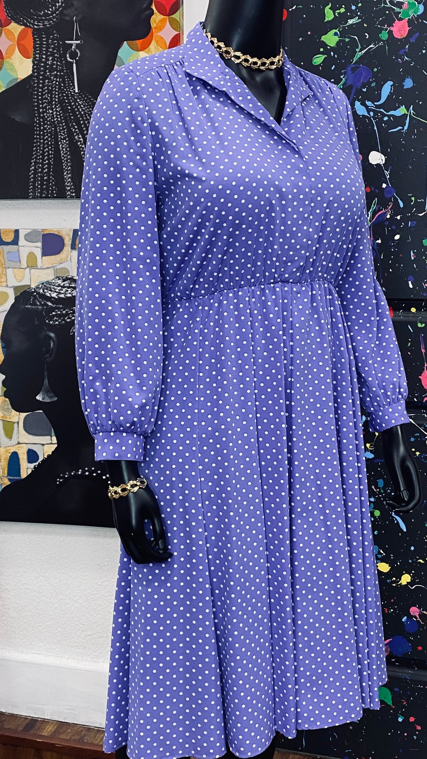 Vintage Blue Polka Dot Dress