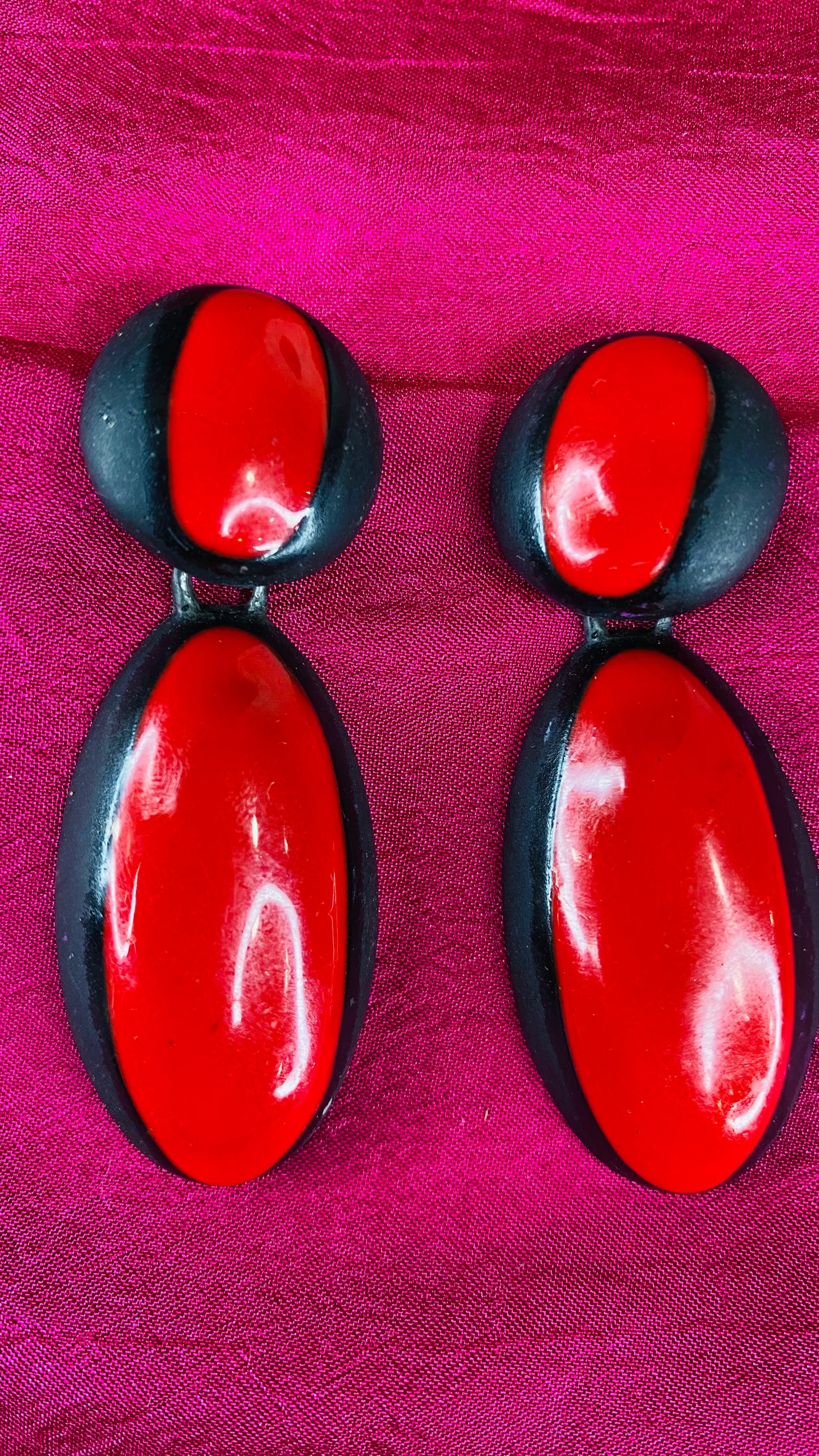 Vintage Black & Red Earrings