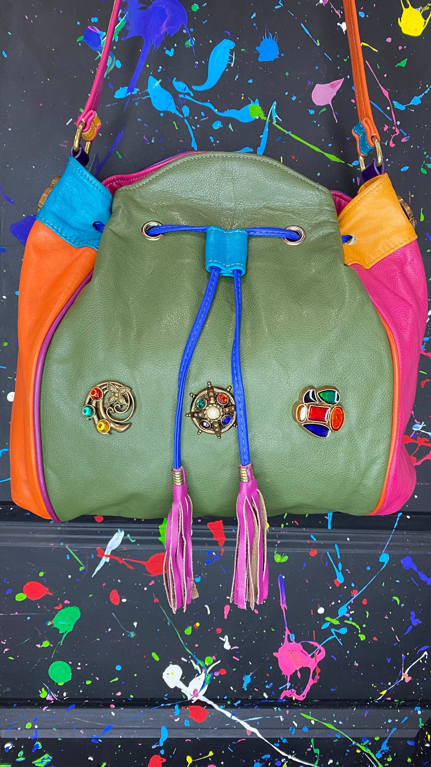 Vintage Jeweled Drawstring Bag