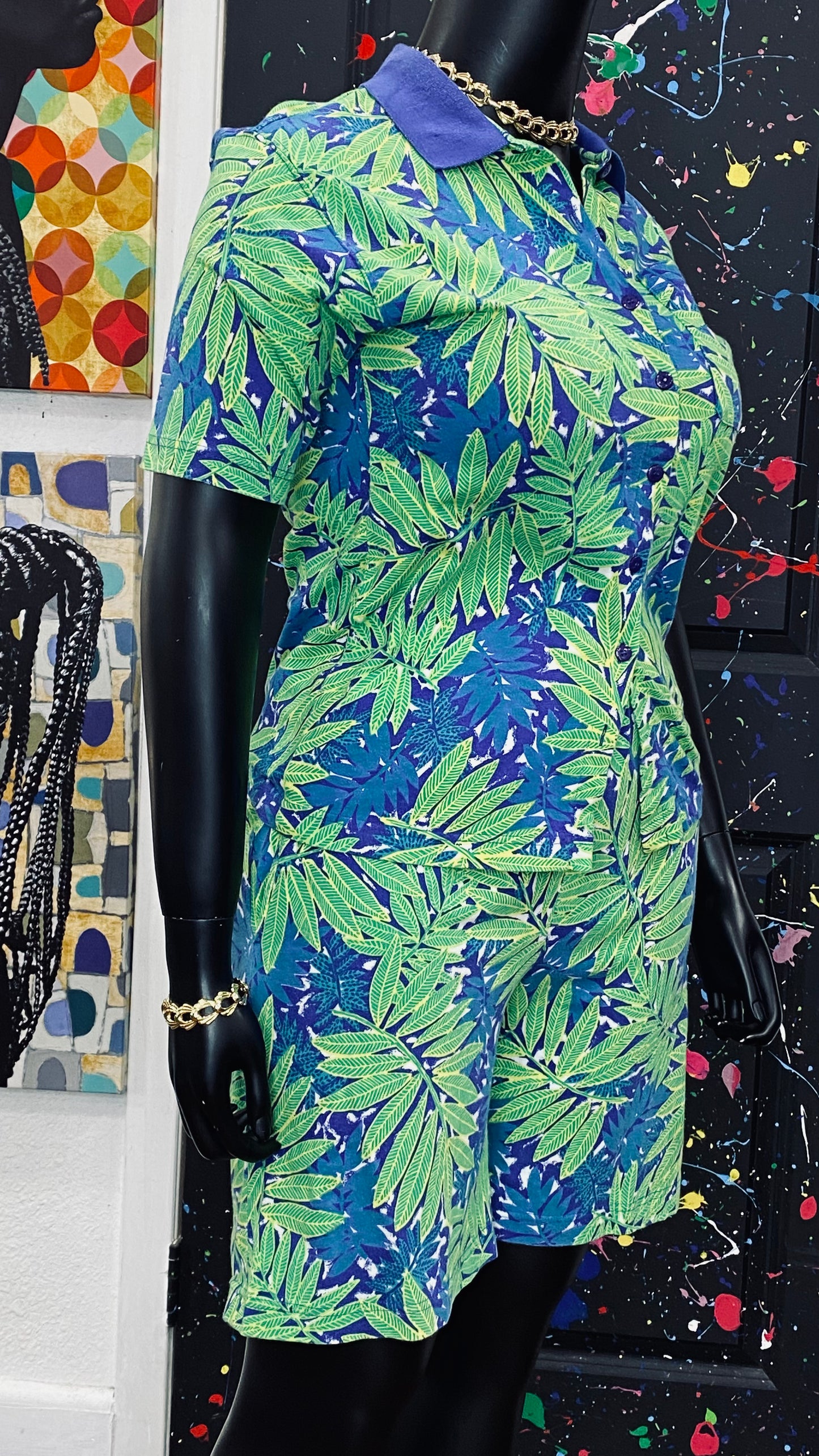Vintage Tropical Shorts Set