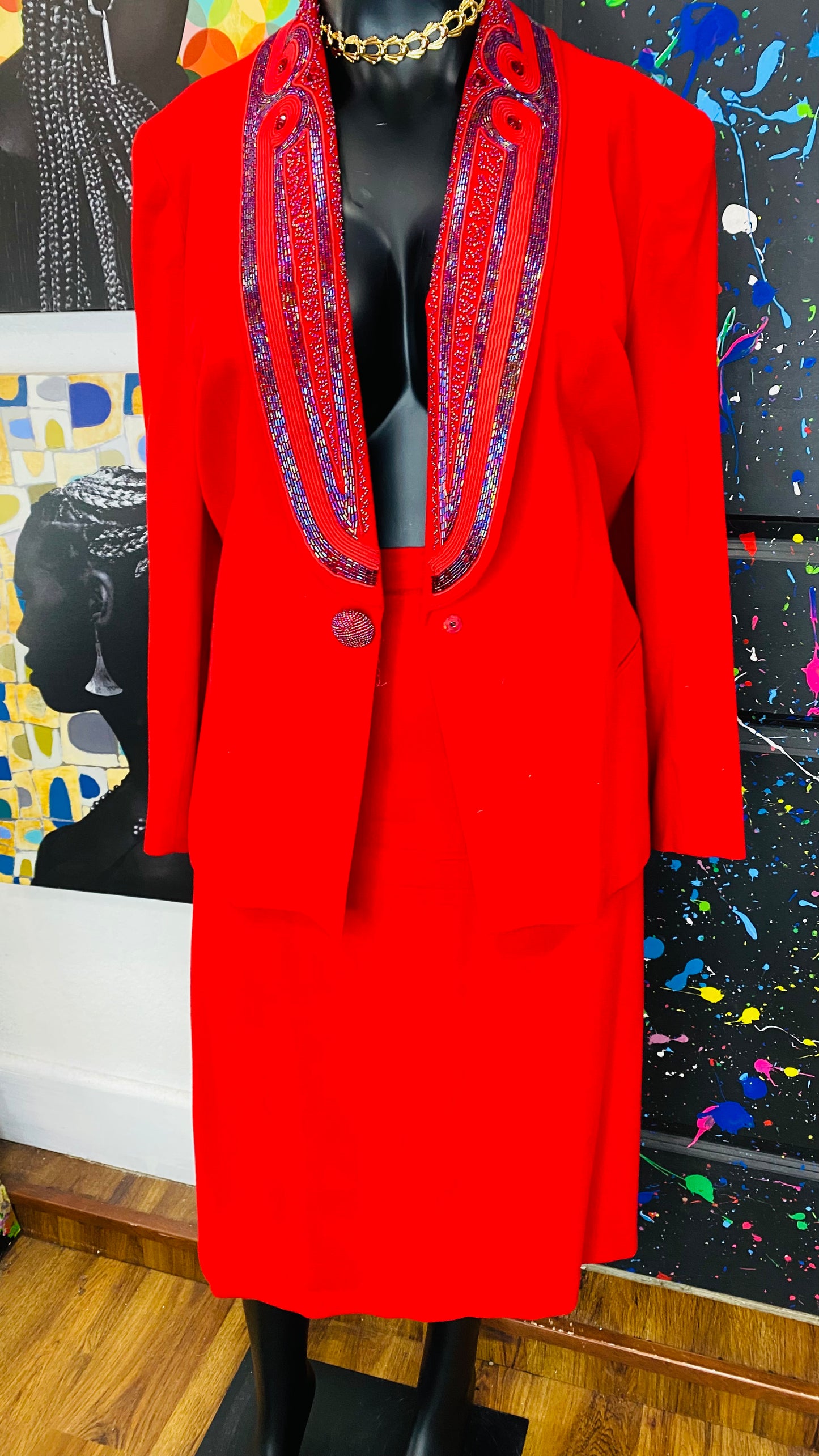Vintage Red Skirt Set