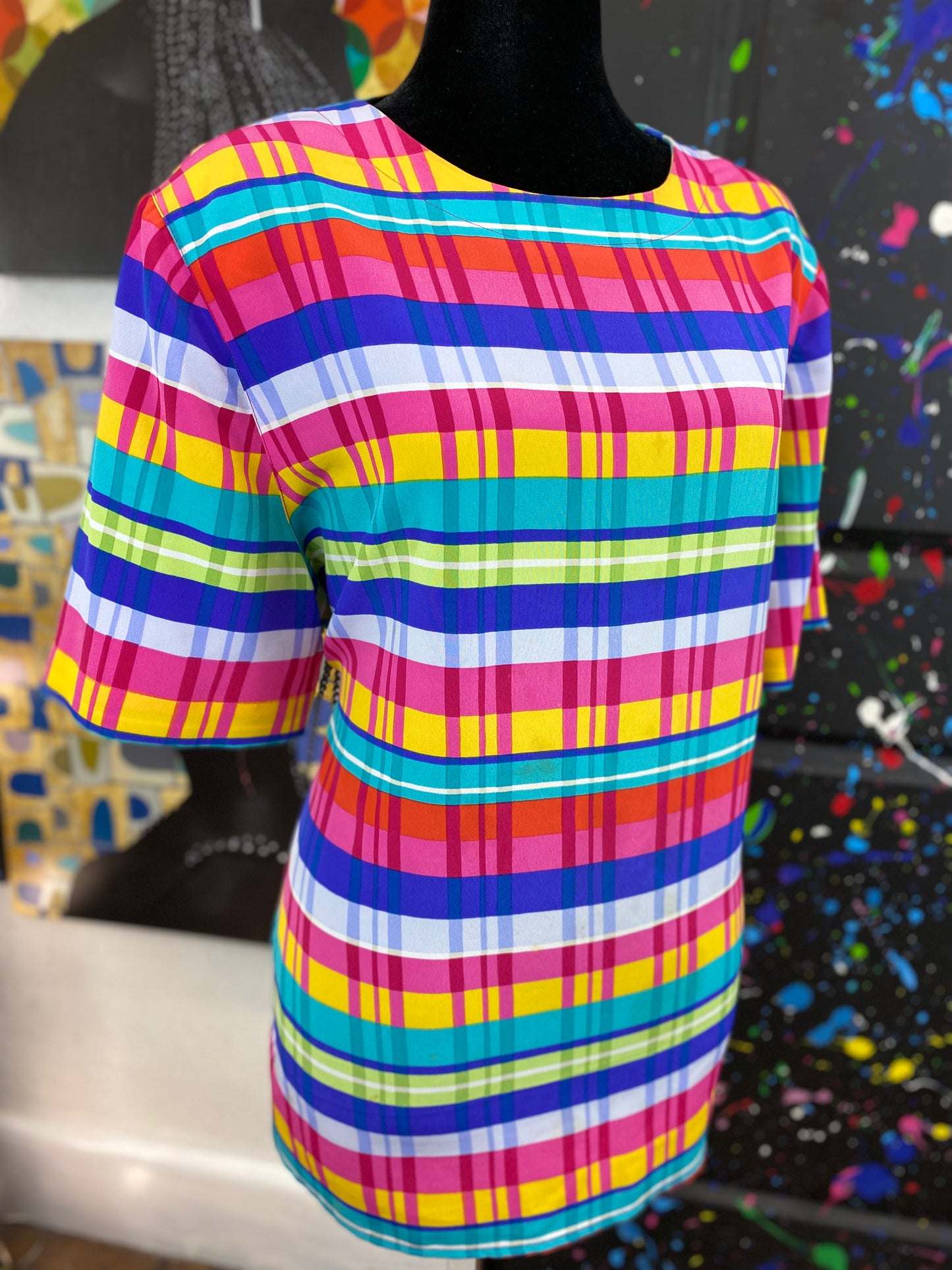 Vintage Color Striped Blouse