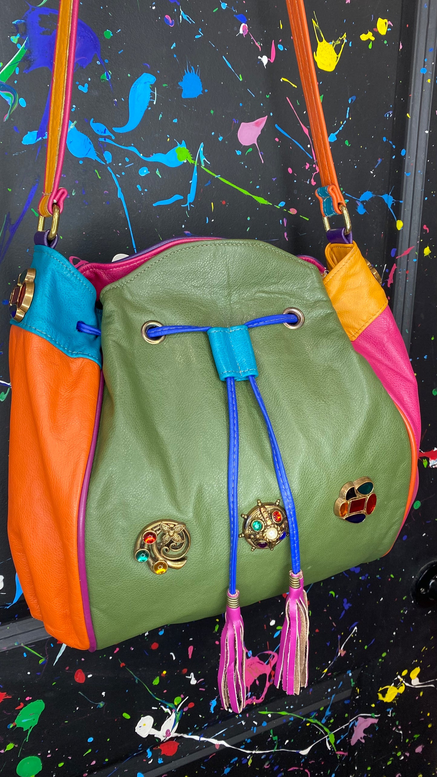 Vintage Jeweled Drawstring Bag