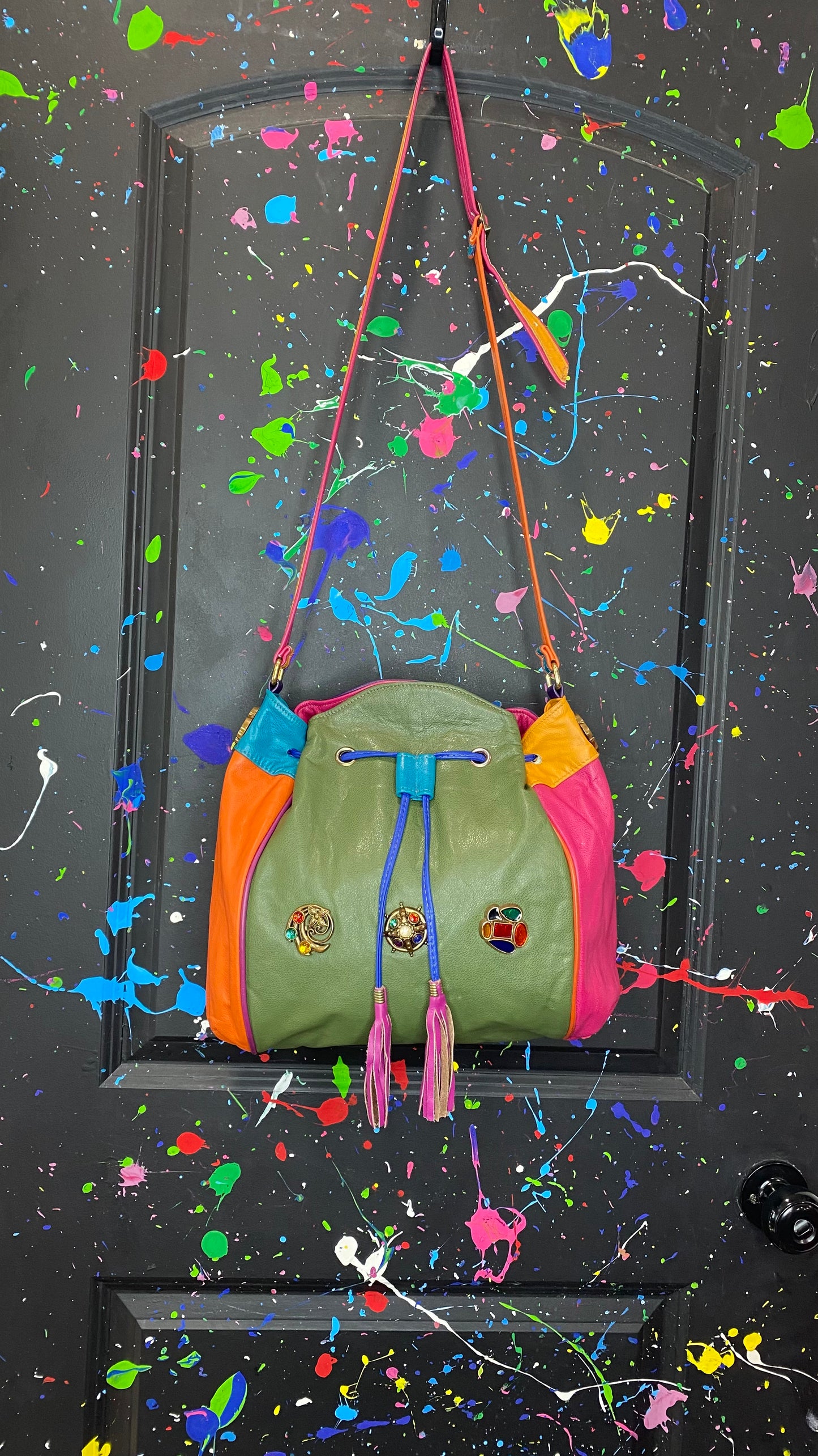 Vintage Jeweled Drawstring Bag