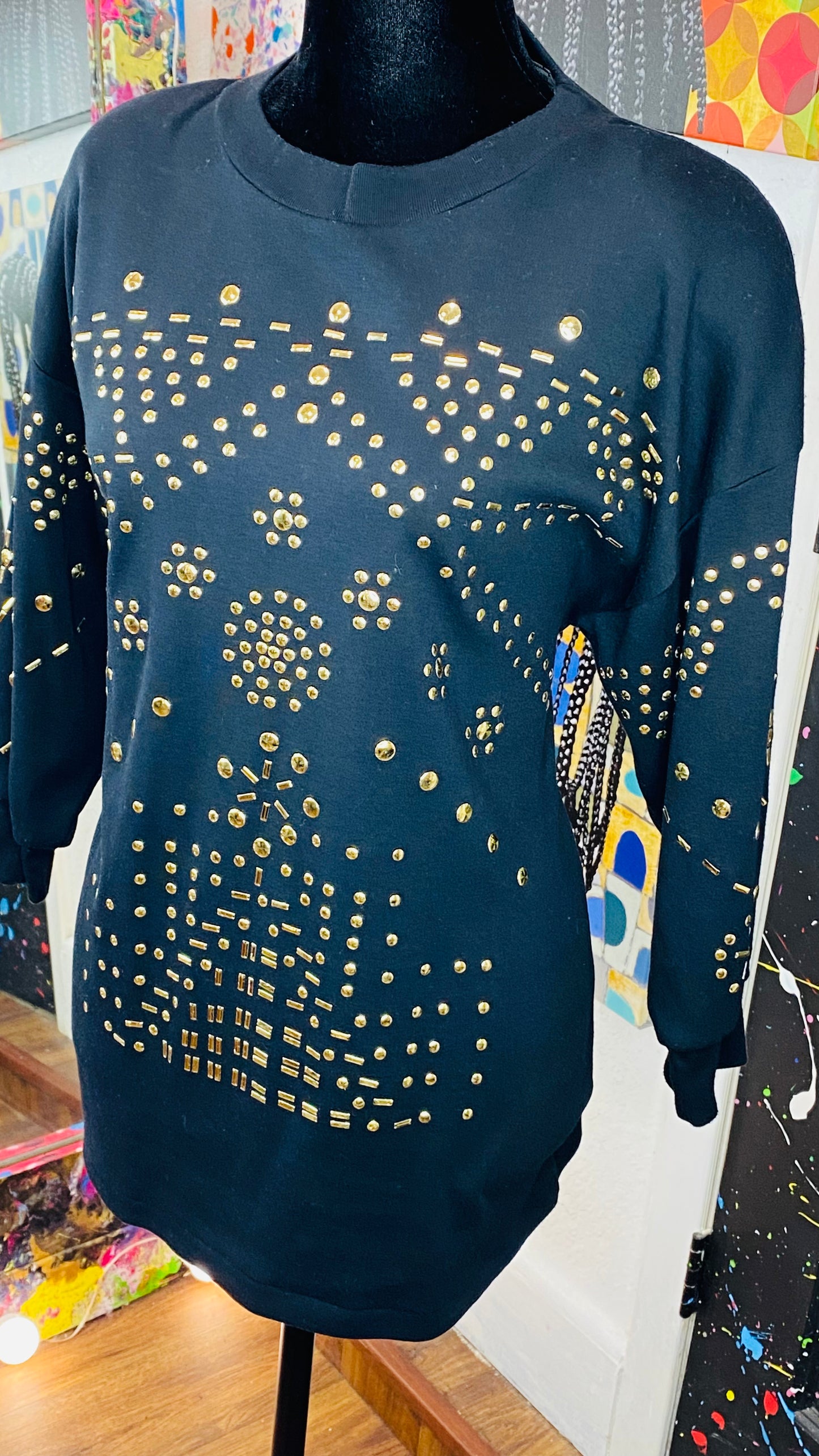 Vintage 3/4 Sleeve Studded Blouse