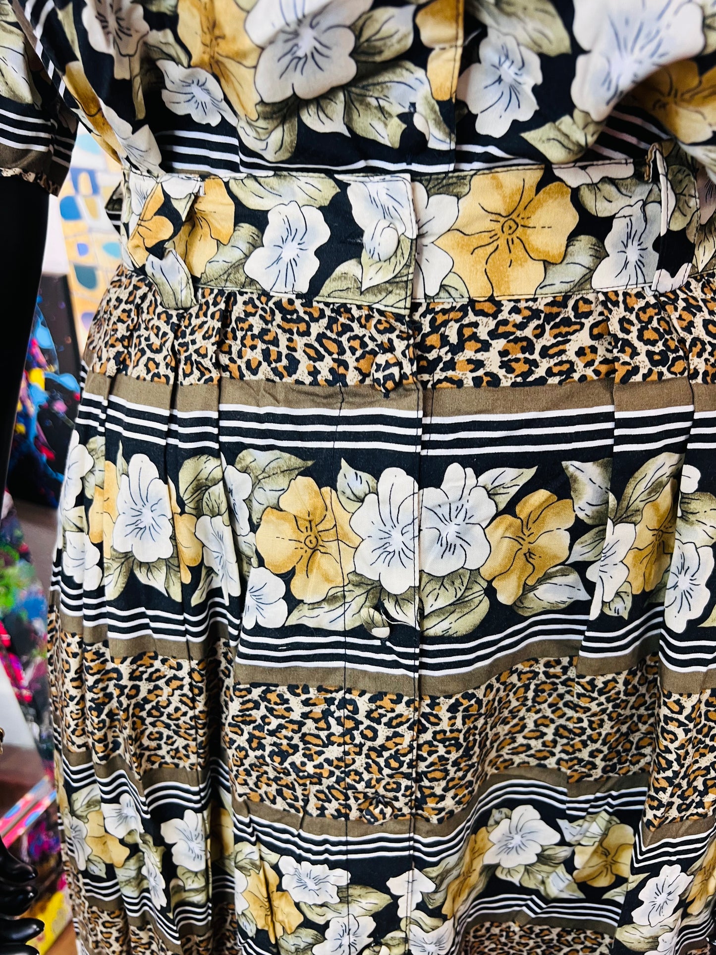Floral and Cheetah Print Skirt Set