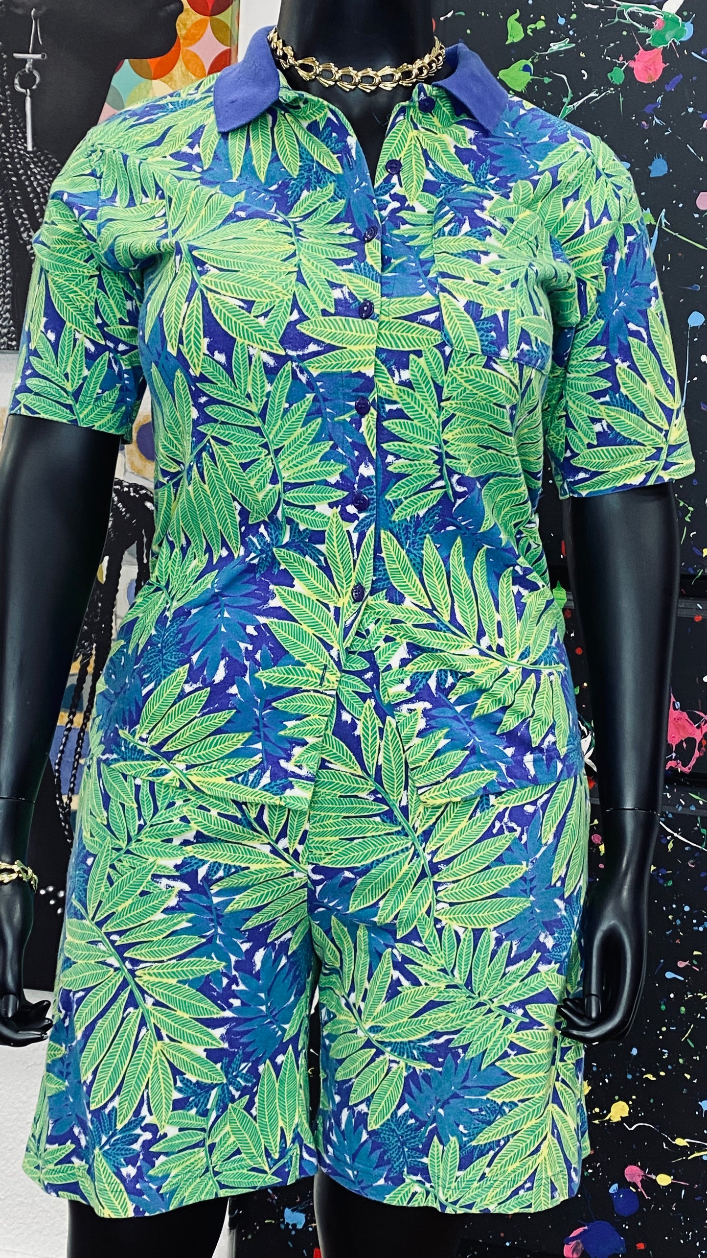Vintage Tropical Shorts Set