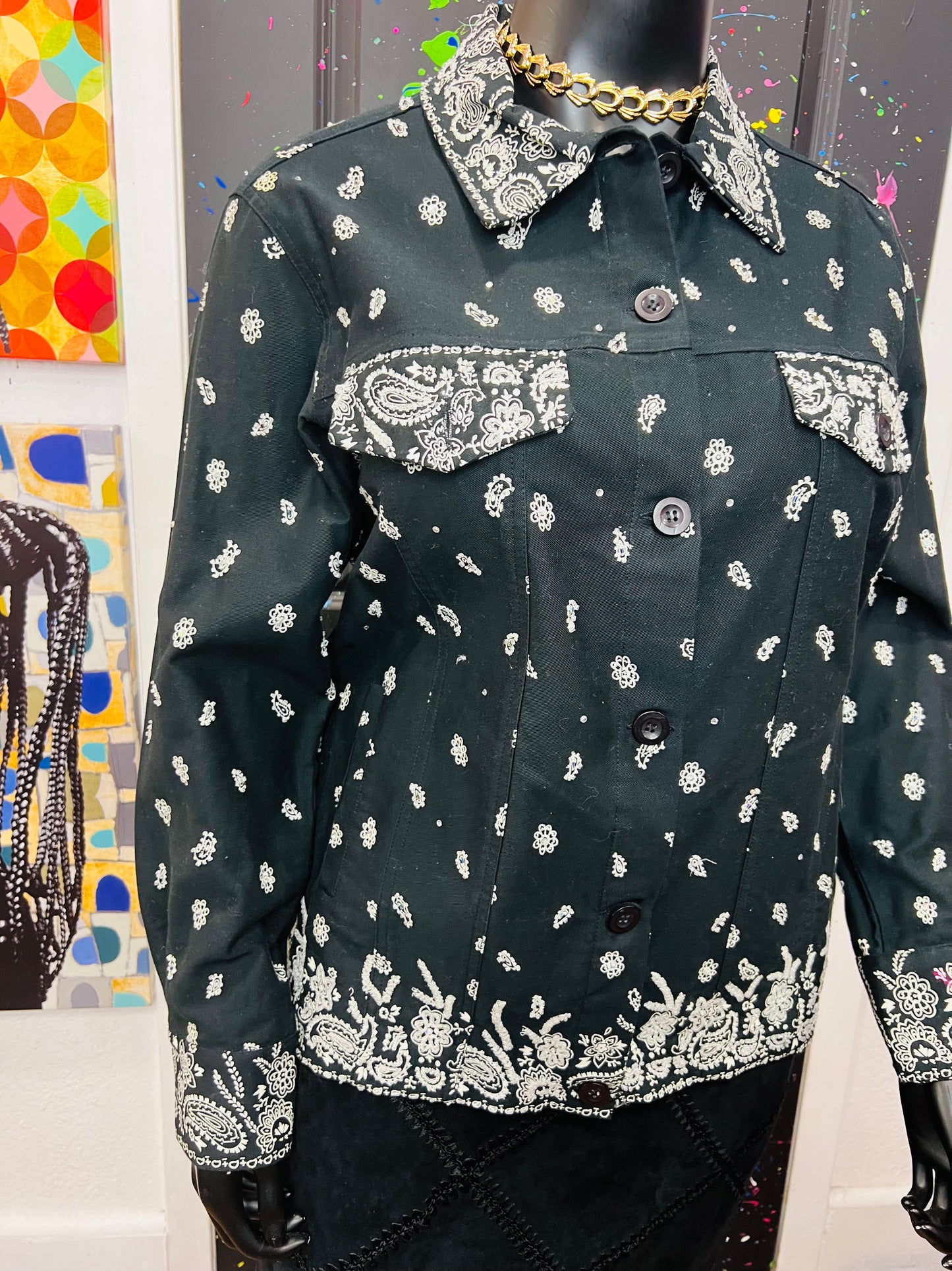 Vintage Denim & Sequin Jacket