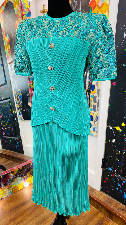 Vintage Accordion Style Sequins Skirt Set (12)