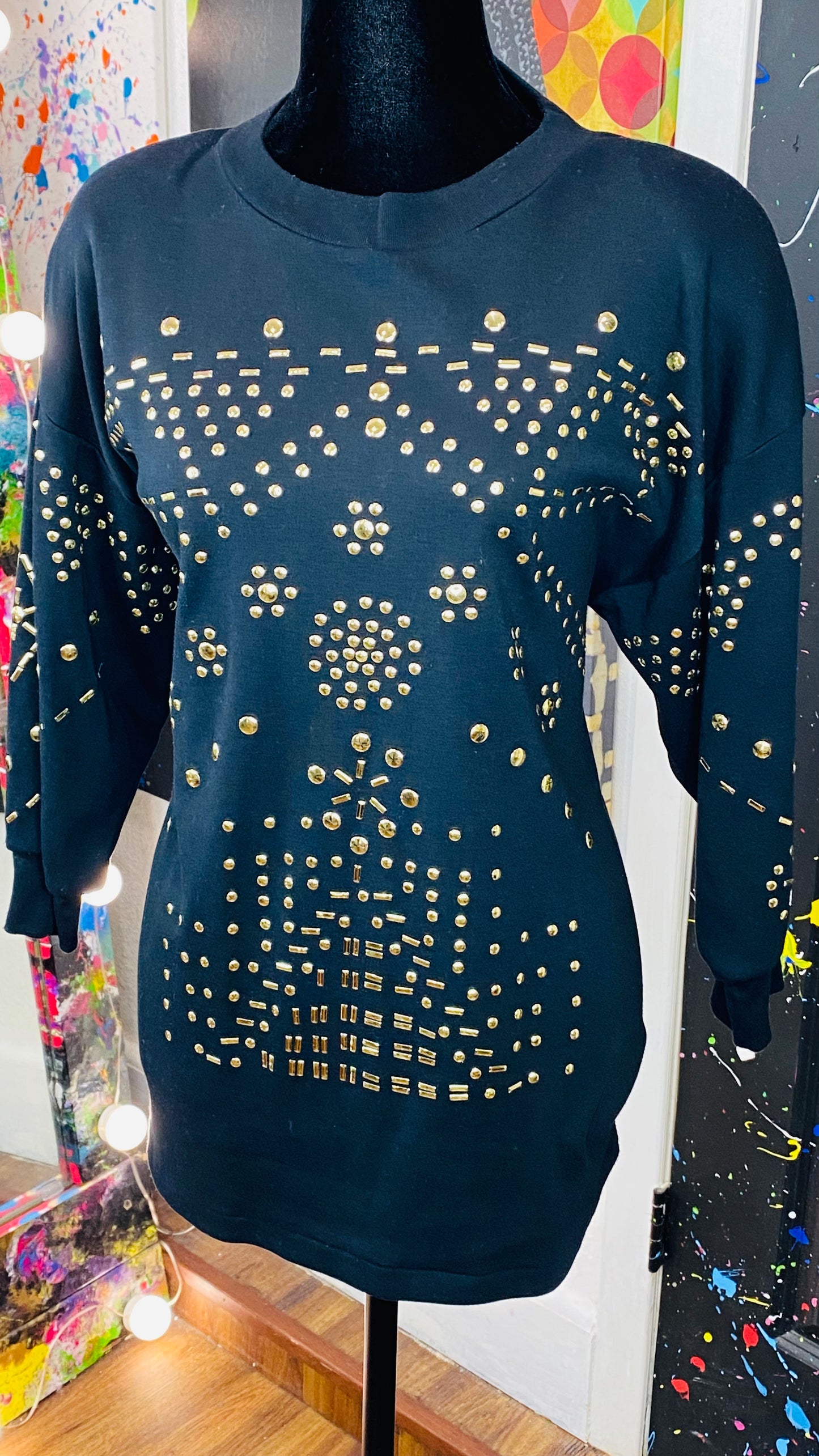 Vintage 3/4 Sleeve Studded Blouse