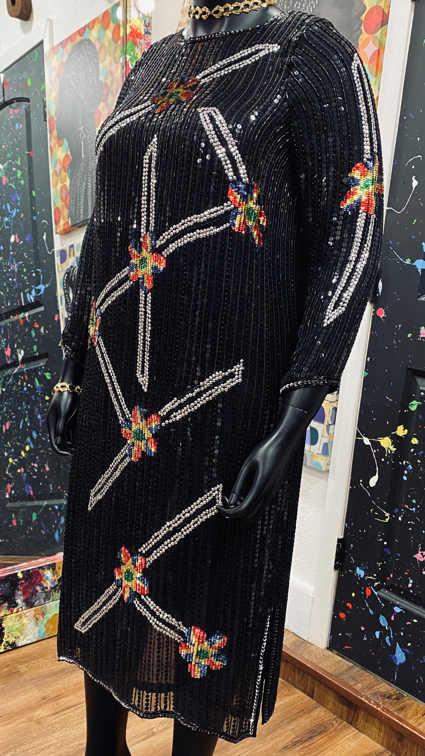 100% Silk Sequin Dress