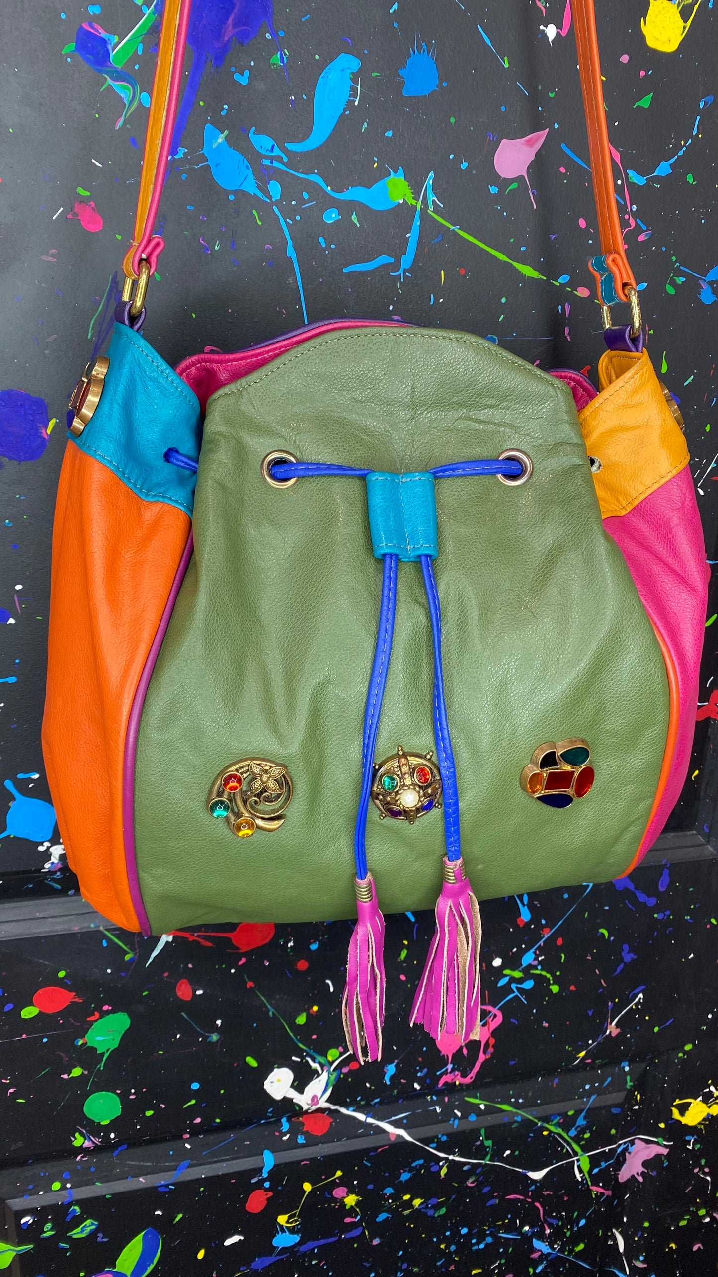 Vintage Jeweled Drawstring Bag