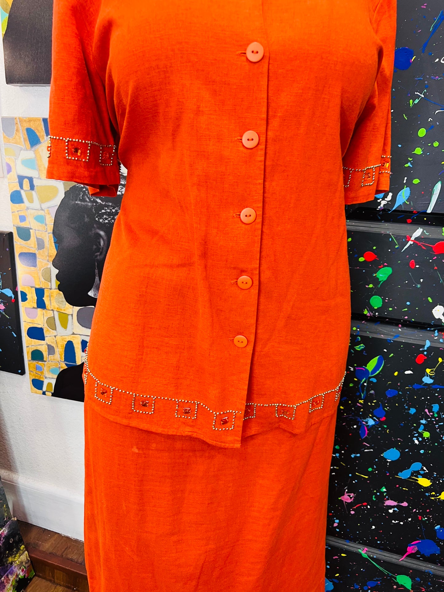 Vintage Orange Skirt Set