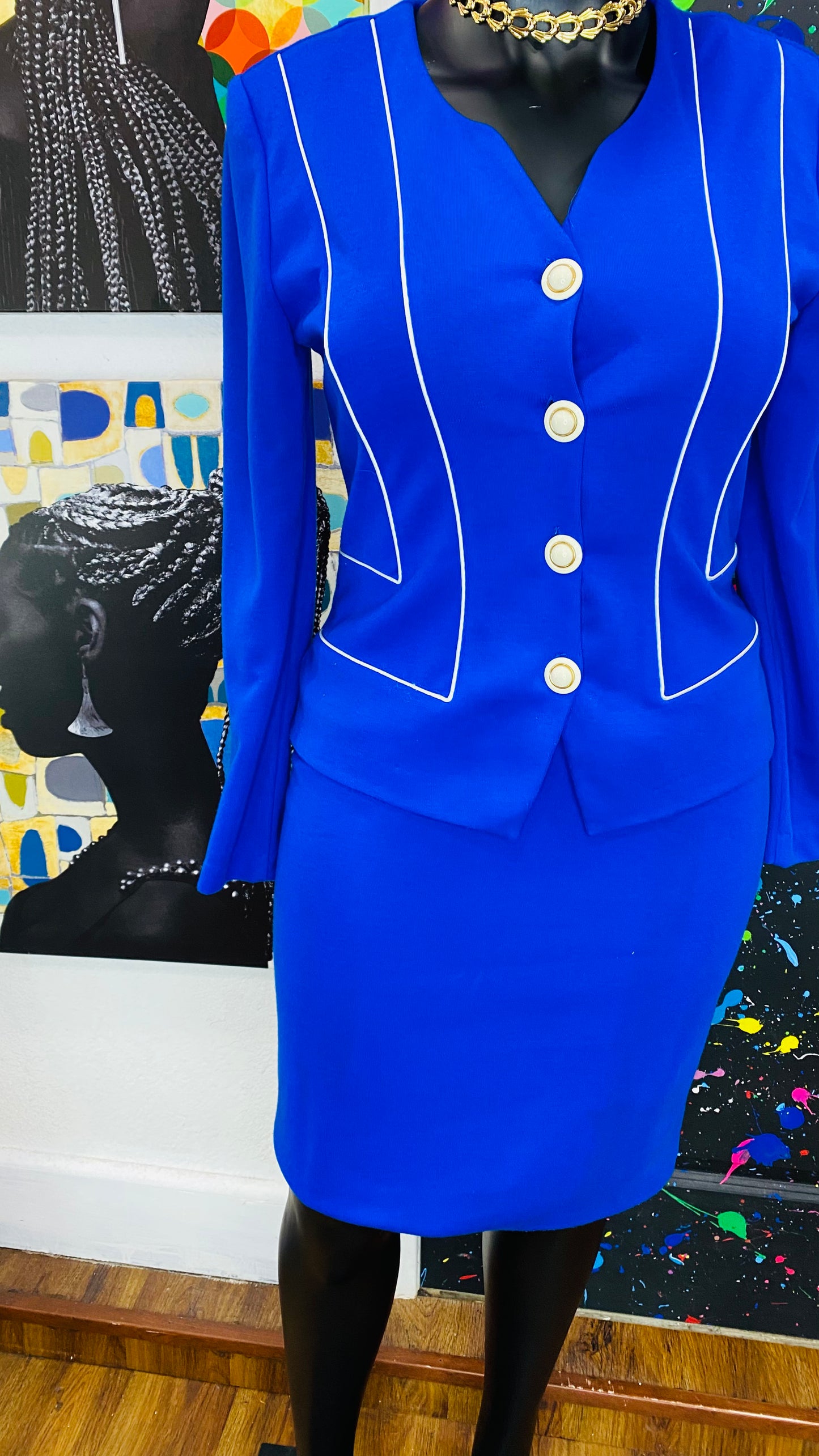 Vintage Blue Skirt Set