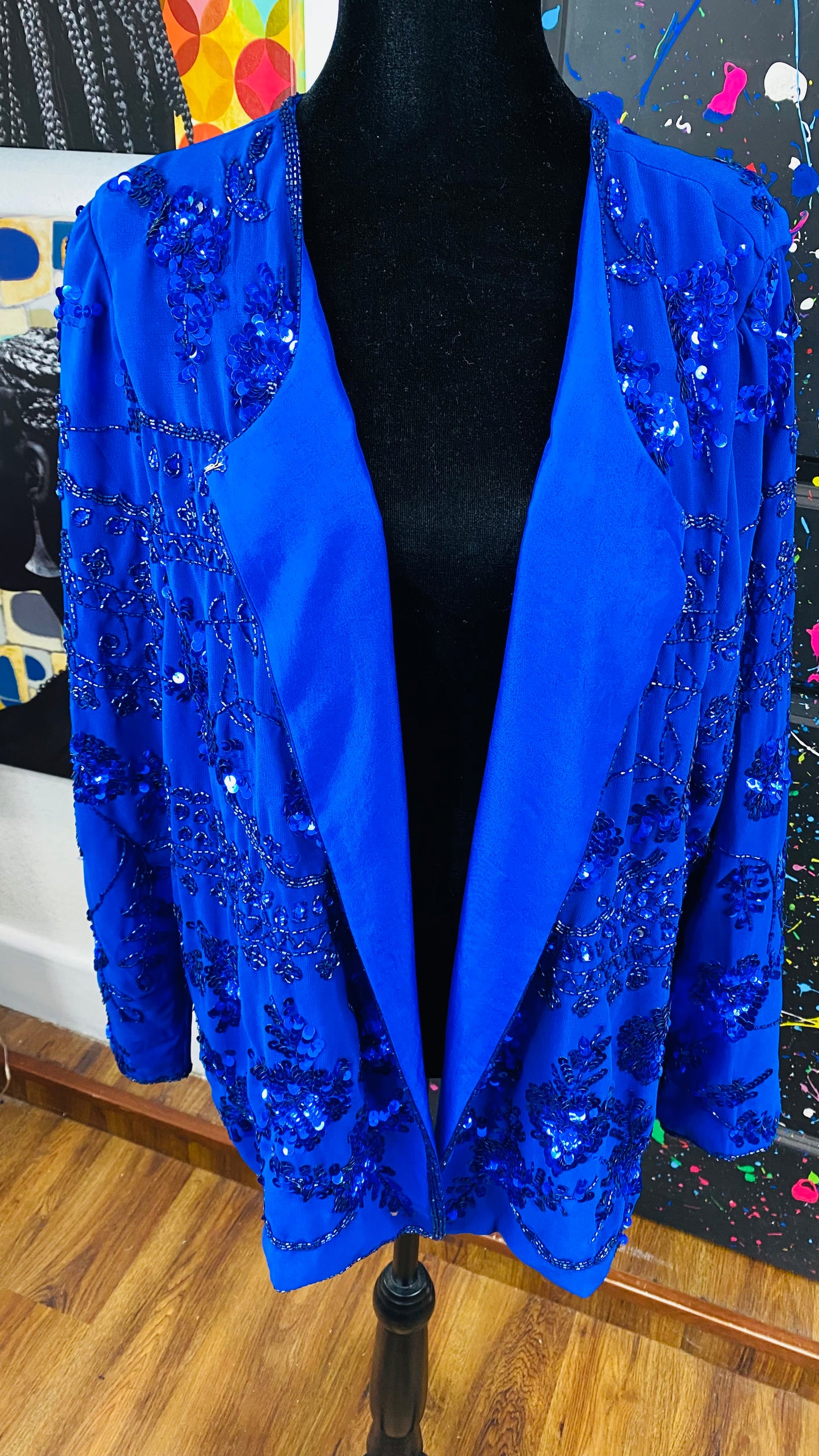 Vintage Sequin Long Sleeve Blazer