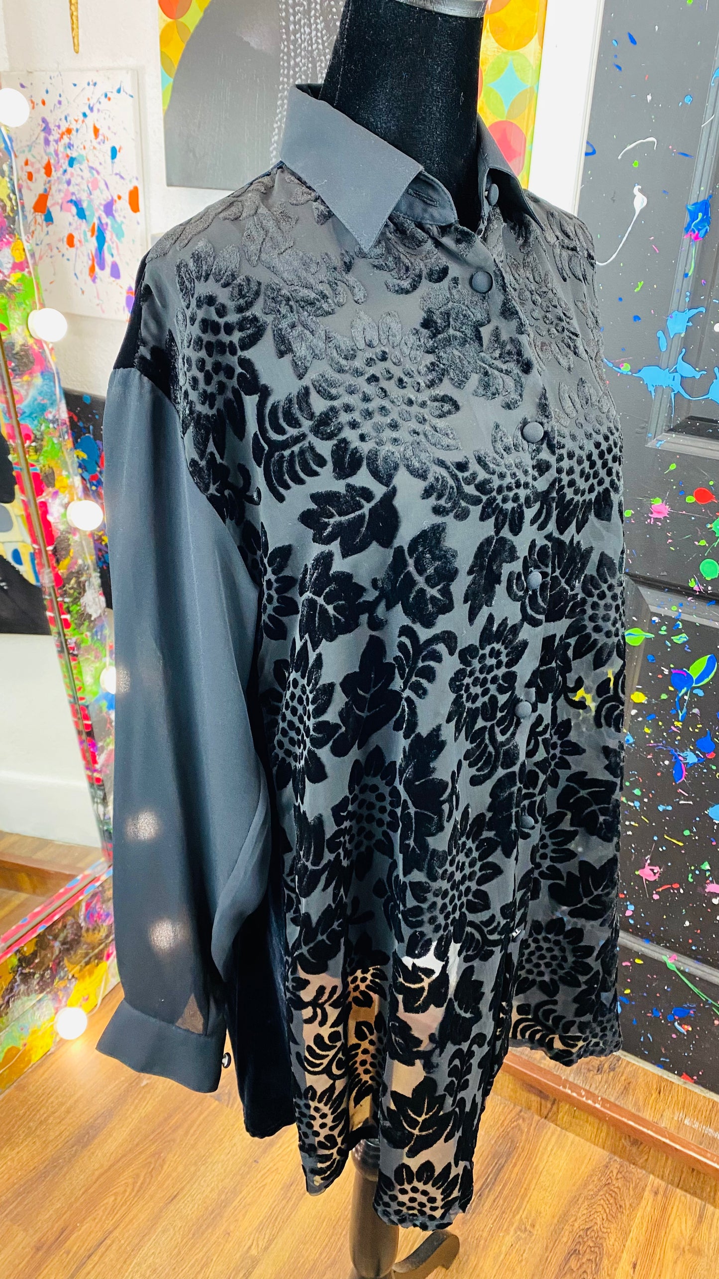 Vintage Black Lace Blouse