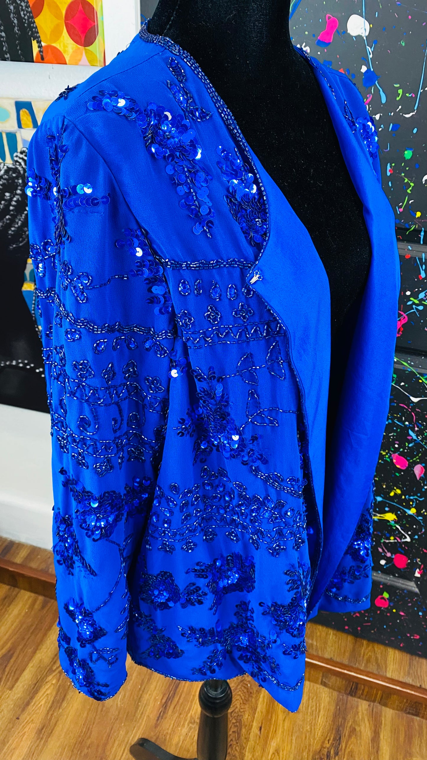 Vintage Sequin Long Sleeve Blazer