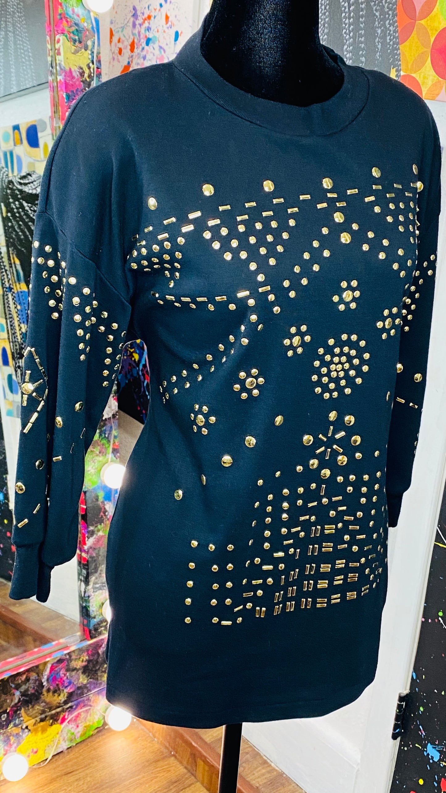 Vintage 3/4 Sleeve Studded Blouse