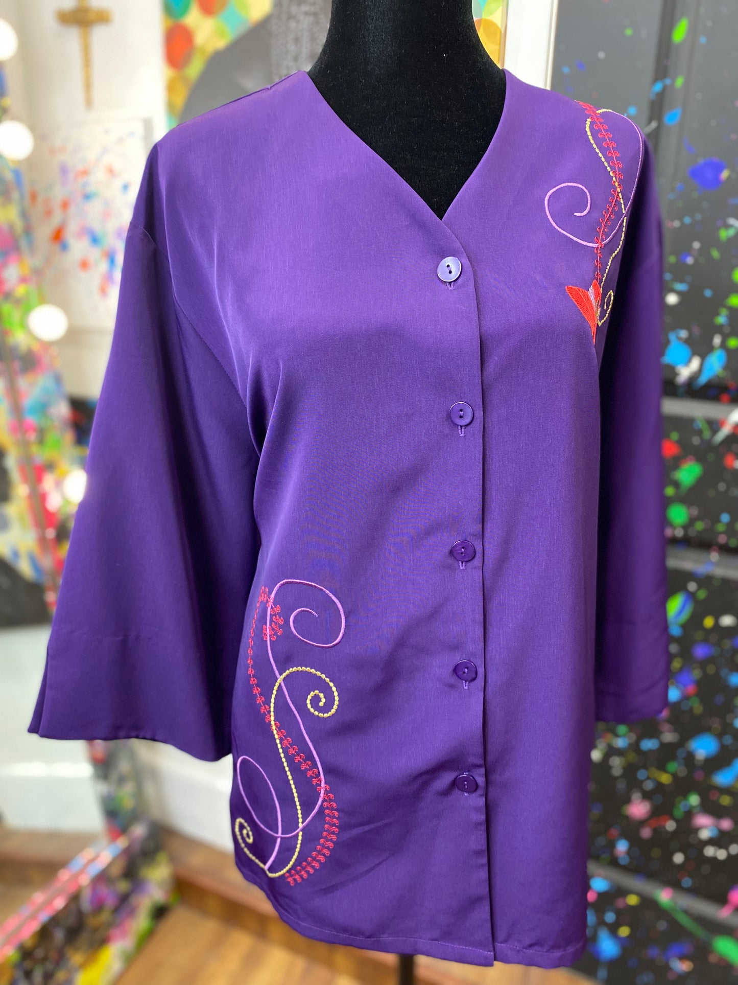 Vintage Purple and Red Blouse