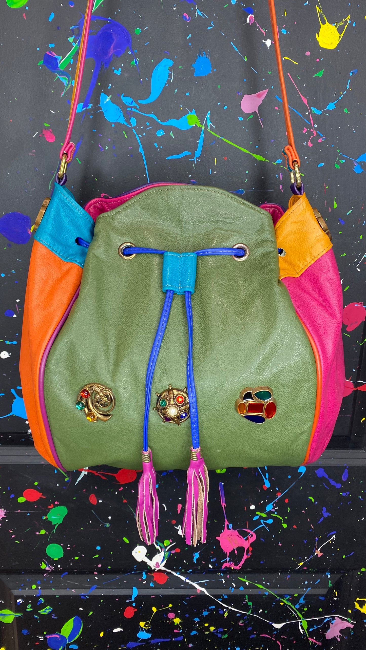 Vintage Jeweled Drawstring Bag