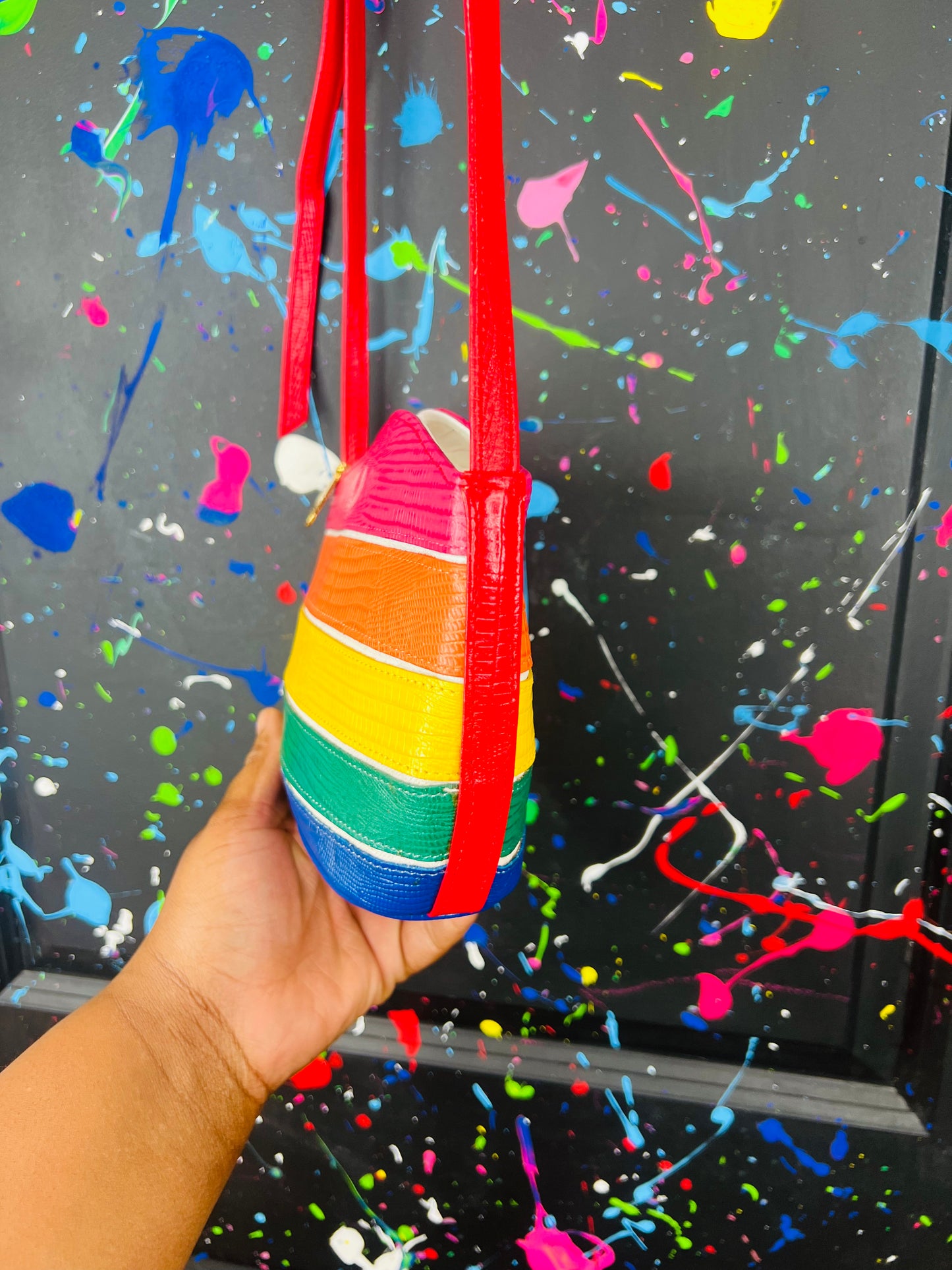 Genuine Leather Rainbow Crossbody