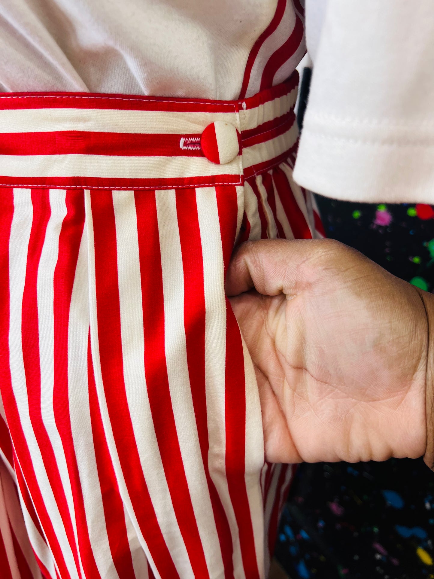 Red and White Striped Skirt Set