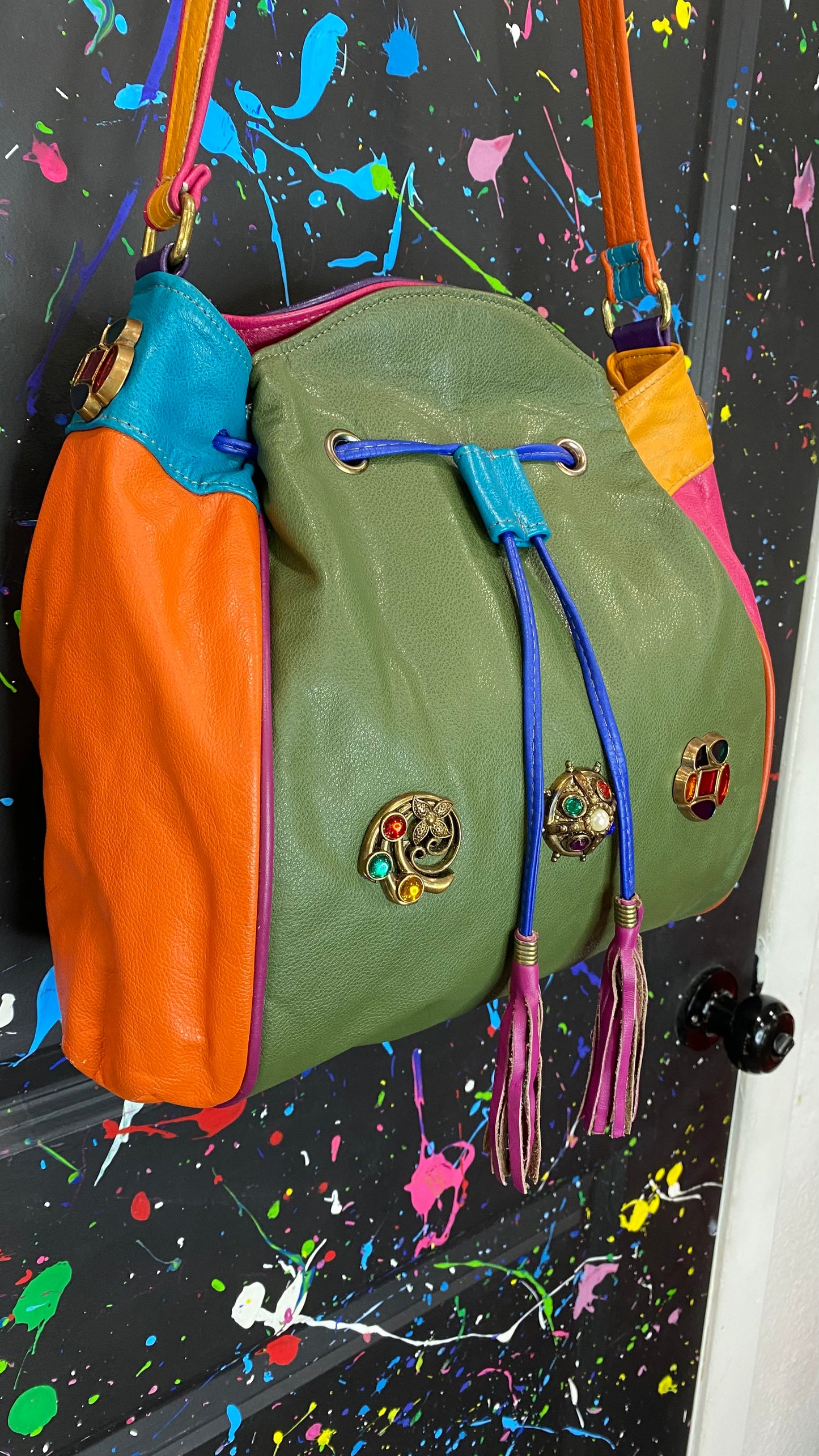 Vintage Jeweled Drawstring Bag