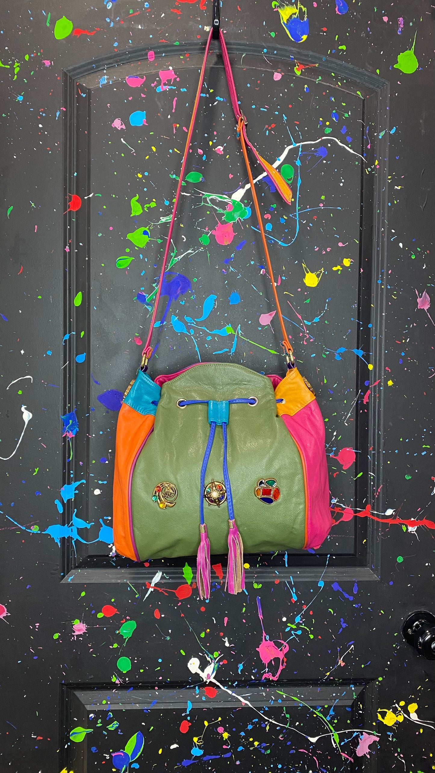 Vintage Jeweled Drawstring Bag