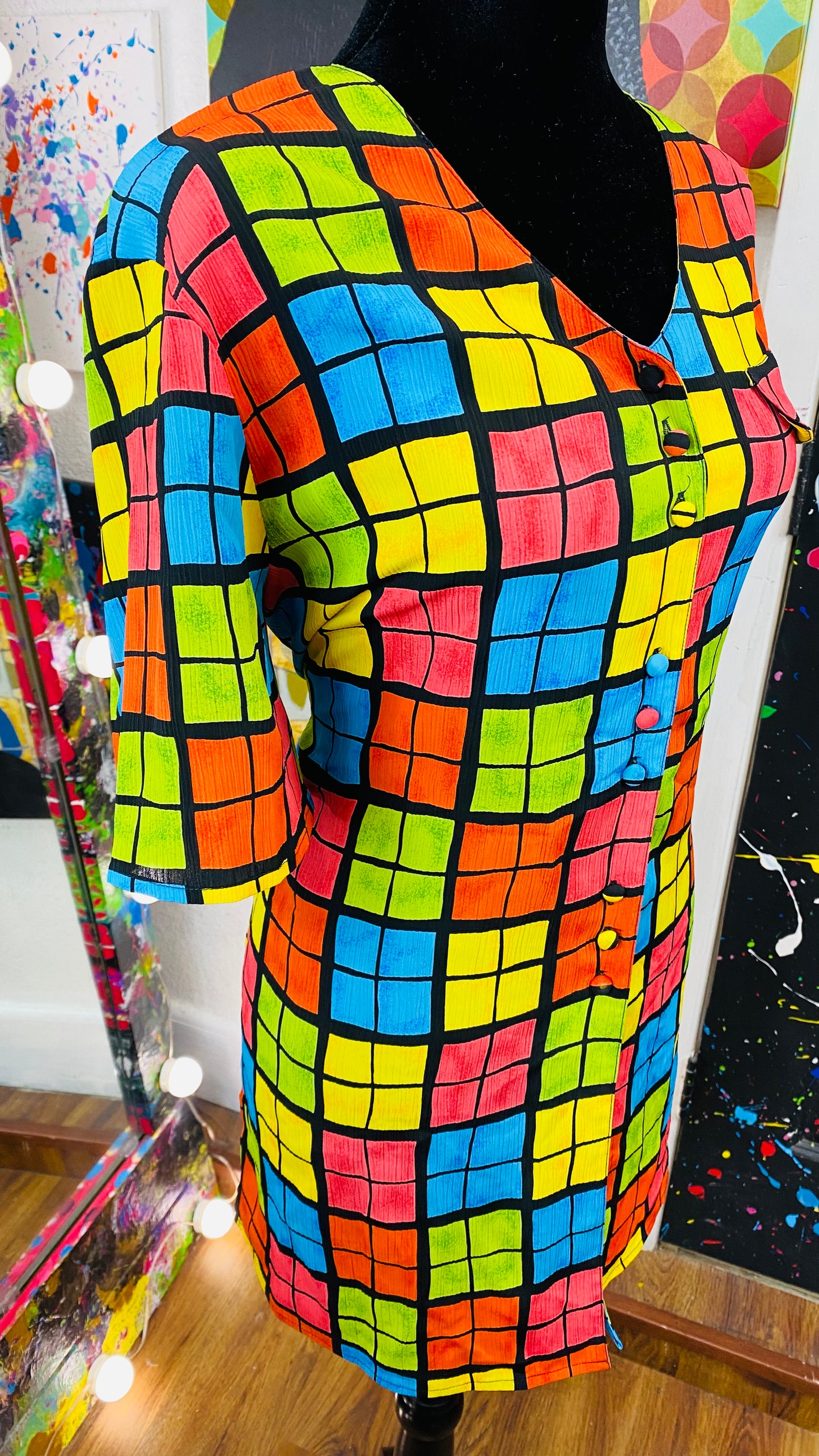 Vintage Color block Blouse