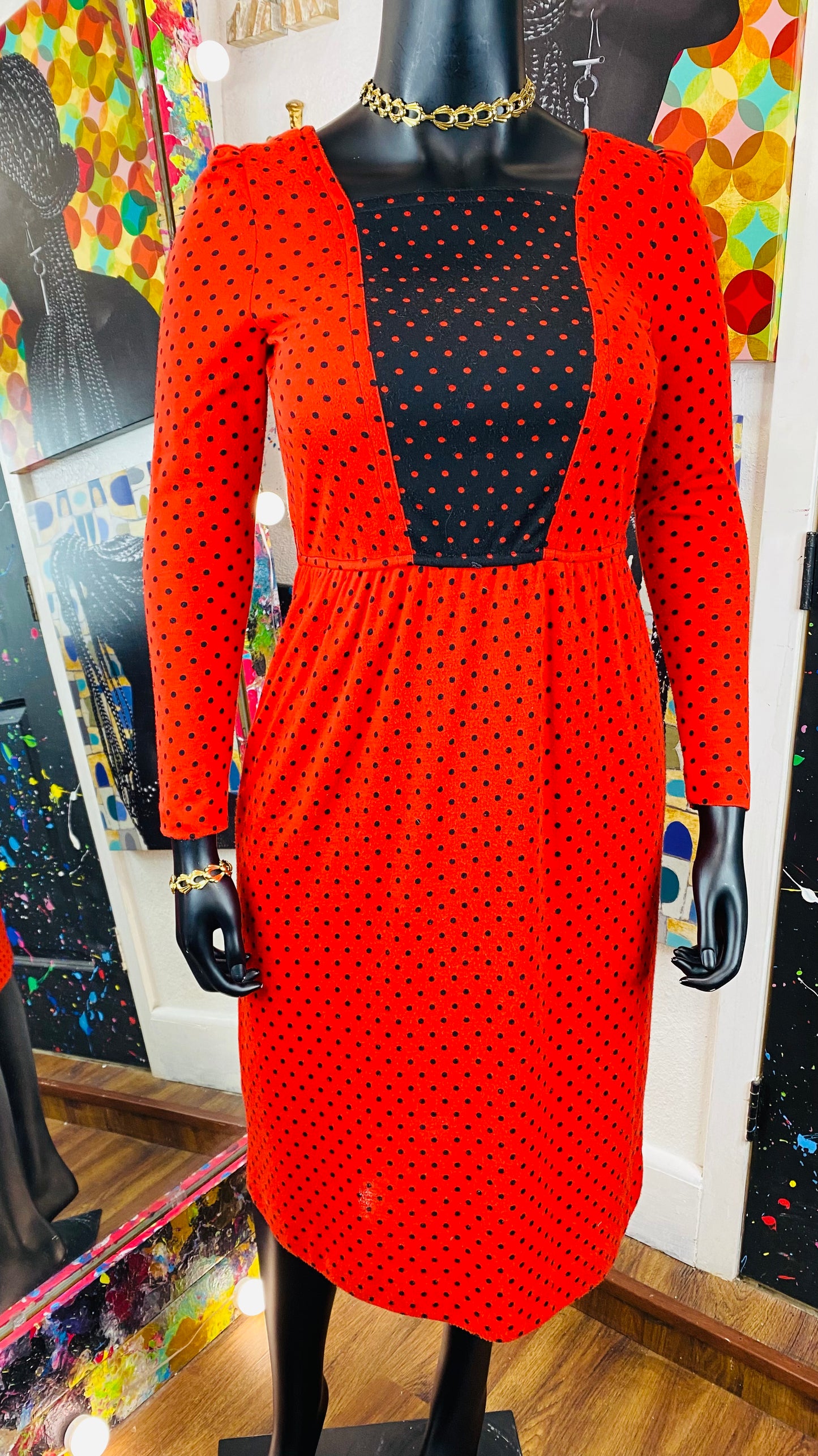 Vintage Polka Dot Dress & Sweater Set (12/14)