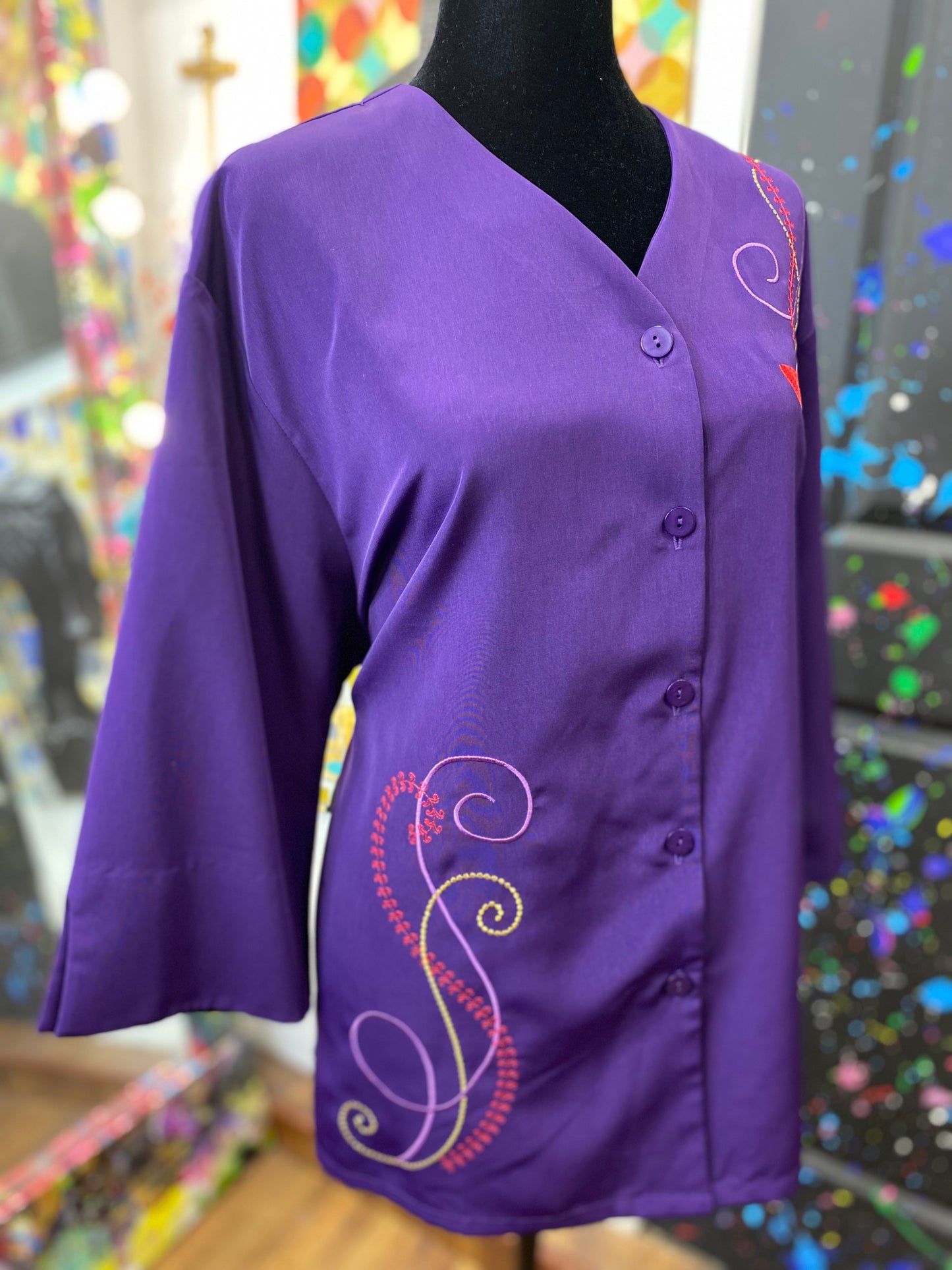 Vintage Purple and Red Blouse